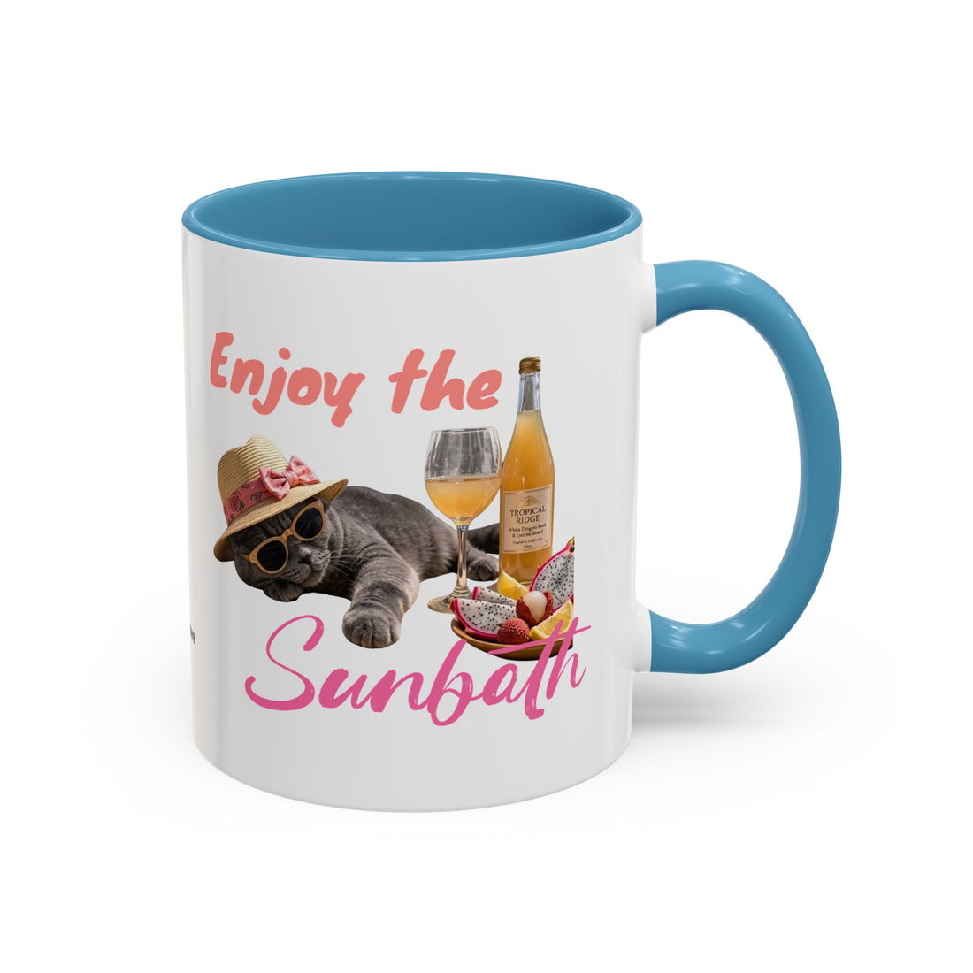 Summer Sunbathing Cat Mug | Personalized Cat Coffee Cup With Custom Text