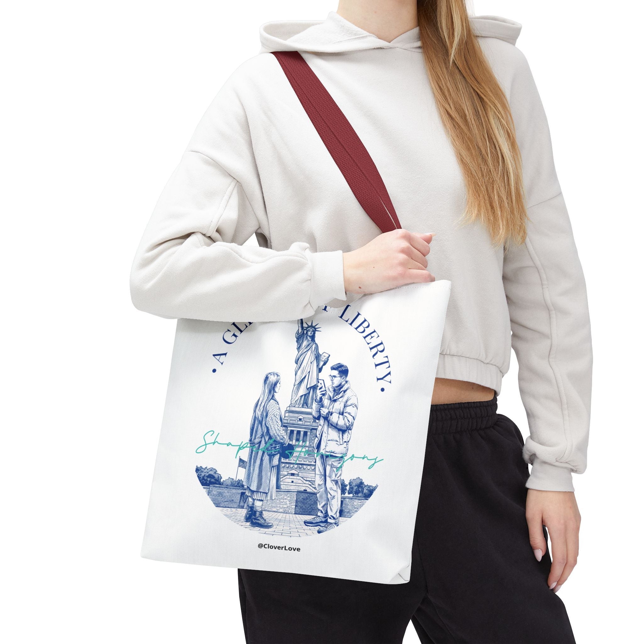A Glimpse Of Liberty Travel Tote Bag | Statue of Liberty New York Canvas Tote Bag