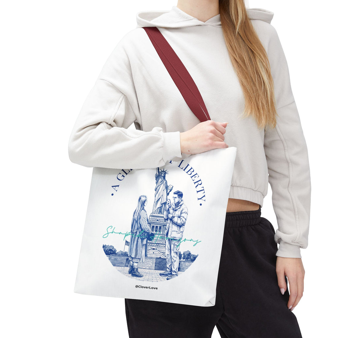 A Glimpse Of Liberty Travel Tote Bag | Statue of Liberty New York Canvas Tote Bag