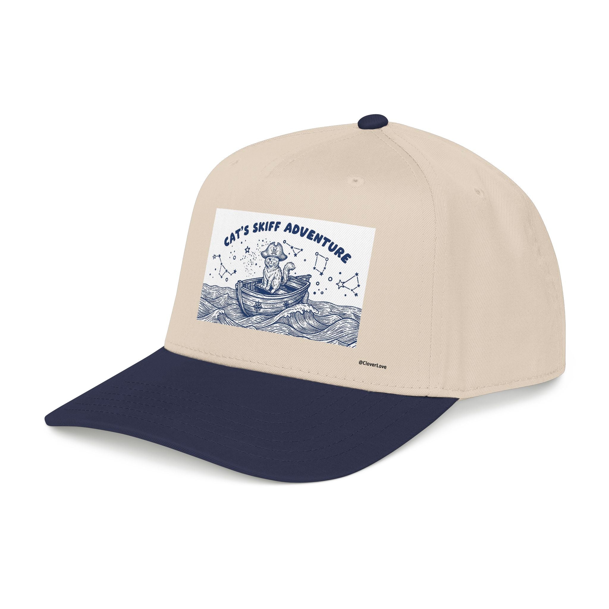 Cat Boat Hat - Ocean Adventure Baseball Cap, Nautical Cat Lover Gift, Coastal Travel Hat