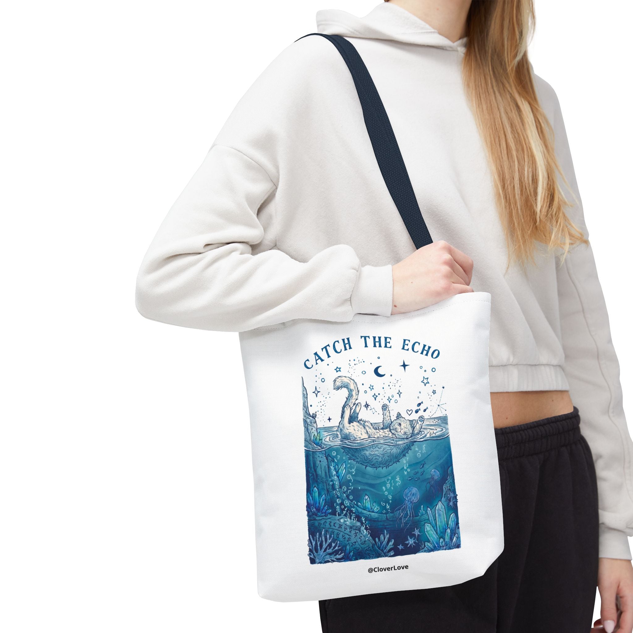 Cat Ocean Adventure Tote Bag | Vintage Underwater Graphic Canvas Bag