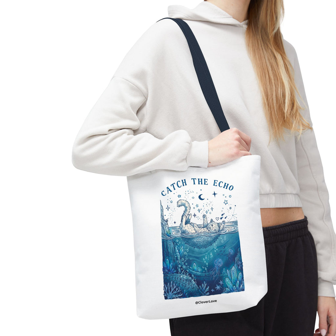 Cat Ocean Adventure Tote Bag | Vintage Underwater Graphic Canvas Bag