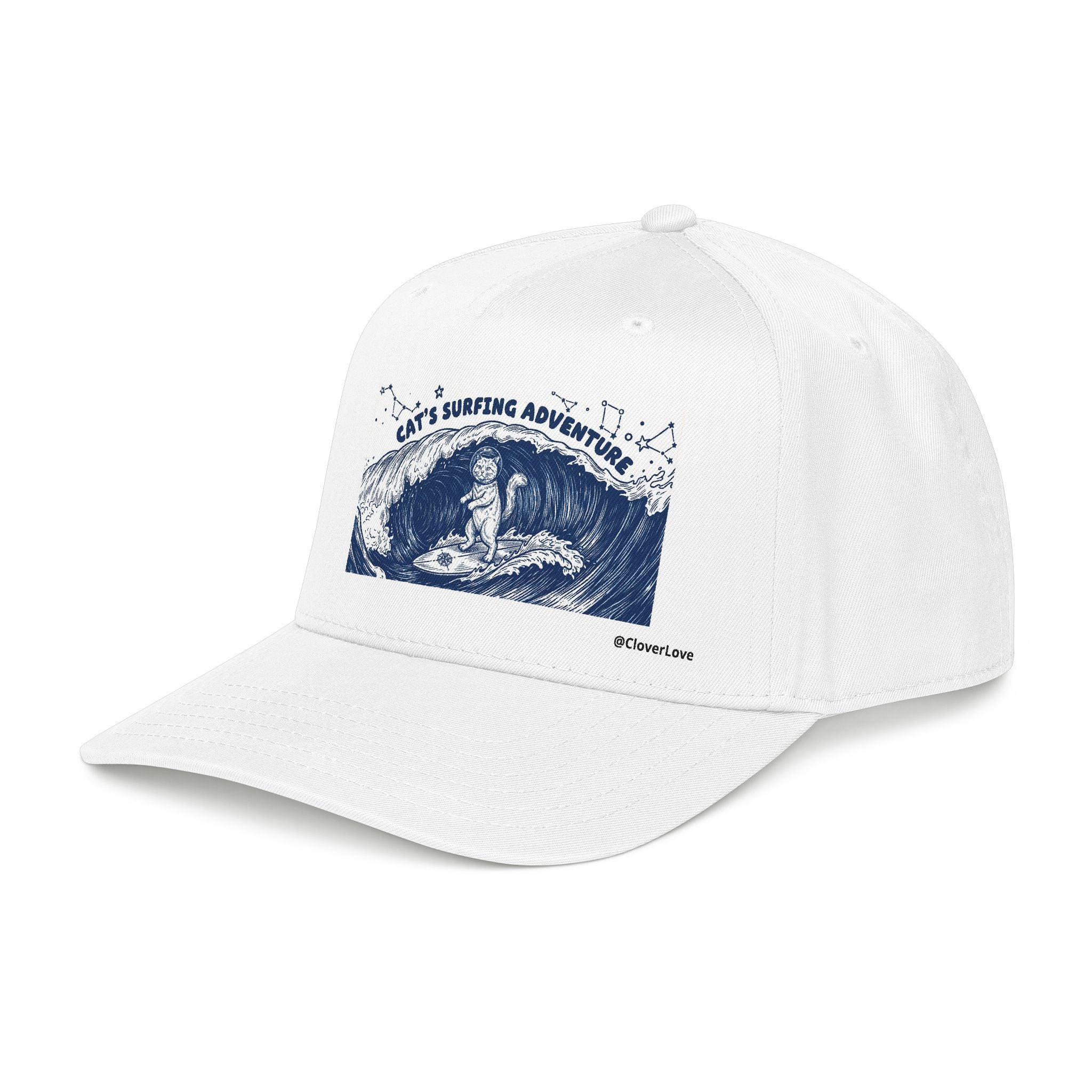 Cat Surfing Hat - Ocean Adventure Baseball Cap, Cute Cat Lover Gift