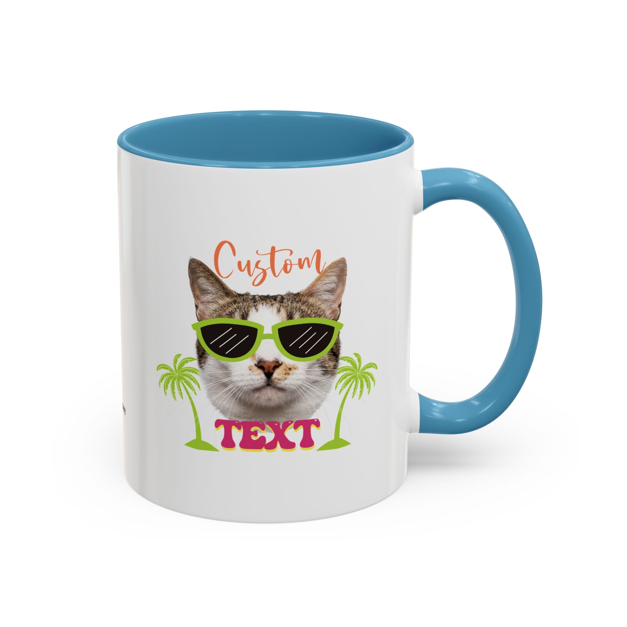 Cool Cat Summer Mug | Personalized Cat Photo Coffee Cup With Custom Text