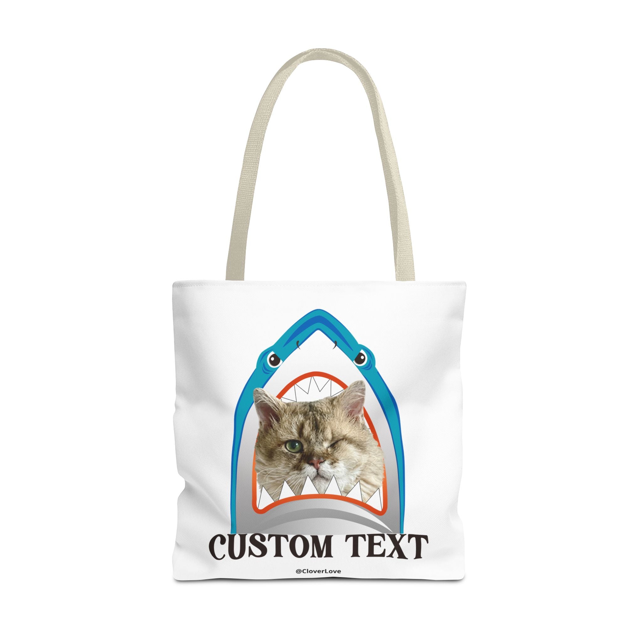 Funny Cat Tote Bag | Custom Pet Photo Shark Summer Bag