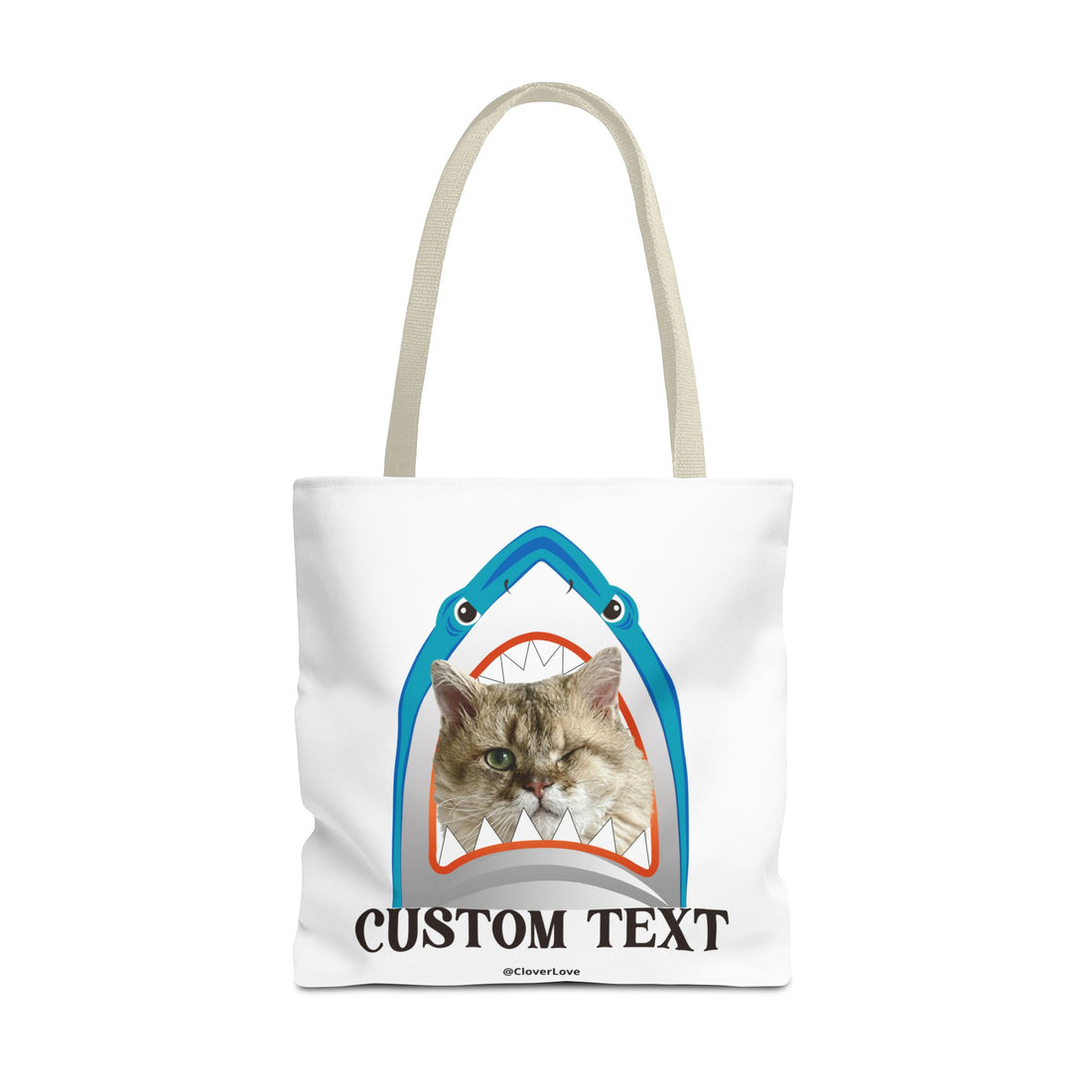 Funny Cat Tote Bag | Custom Pet Photo Shark Summer Bag