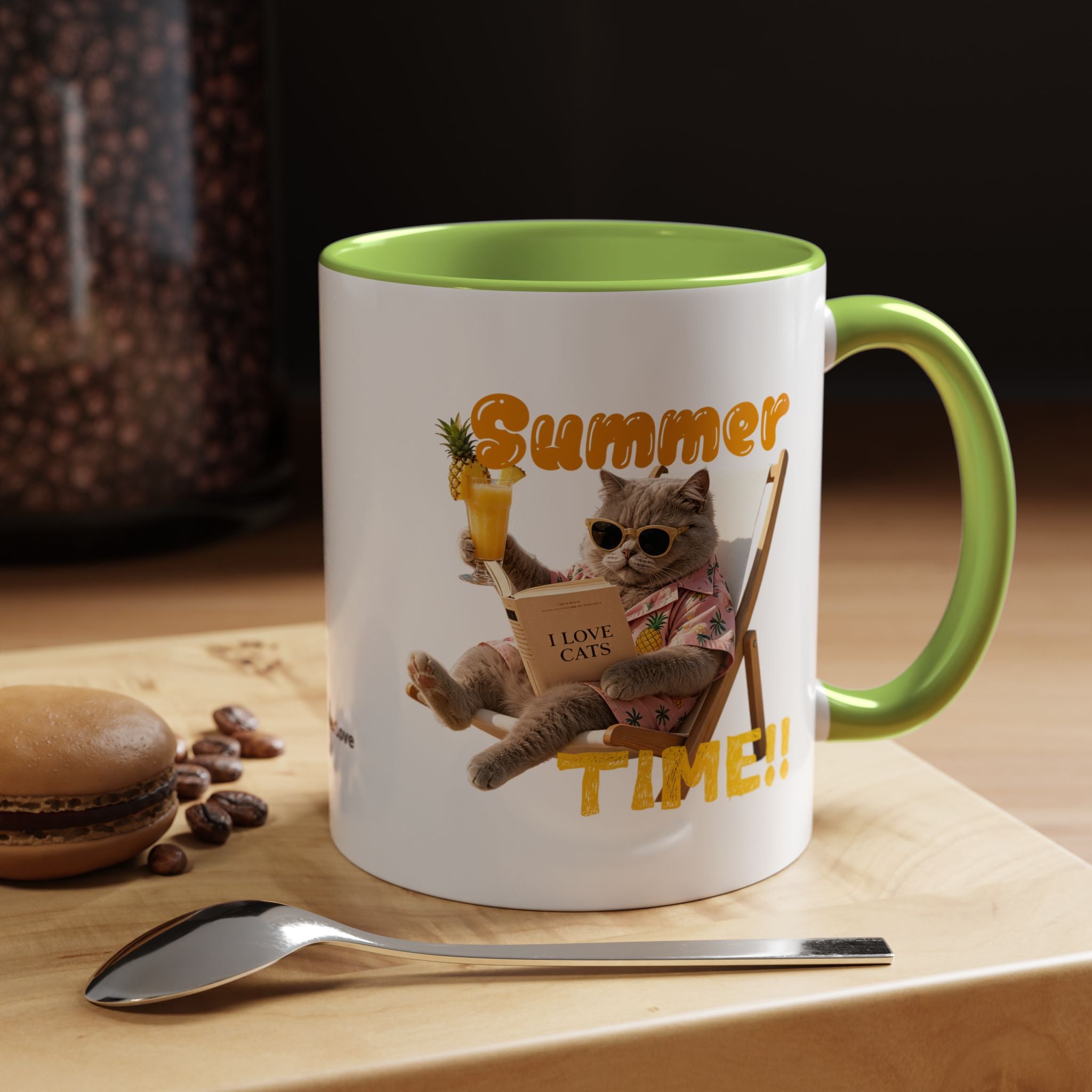 Funny Cat Summer Mug - Cute Beach Coffee Cup for Cat Lovers
