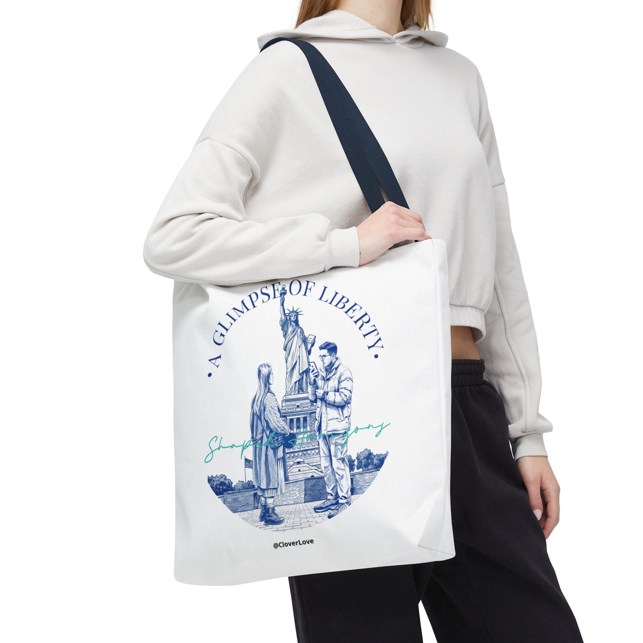 A Glimpse Of Liberty Travel Tote Bag | Statue of Liberty New York Canvas Tote Bag