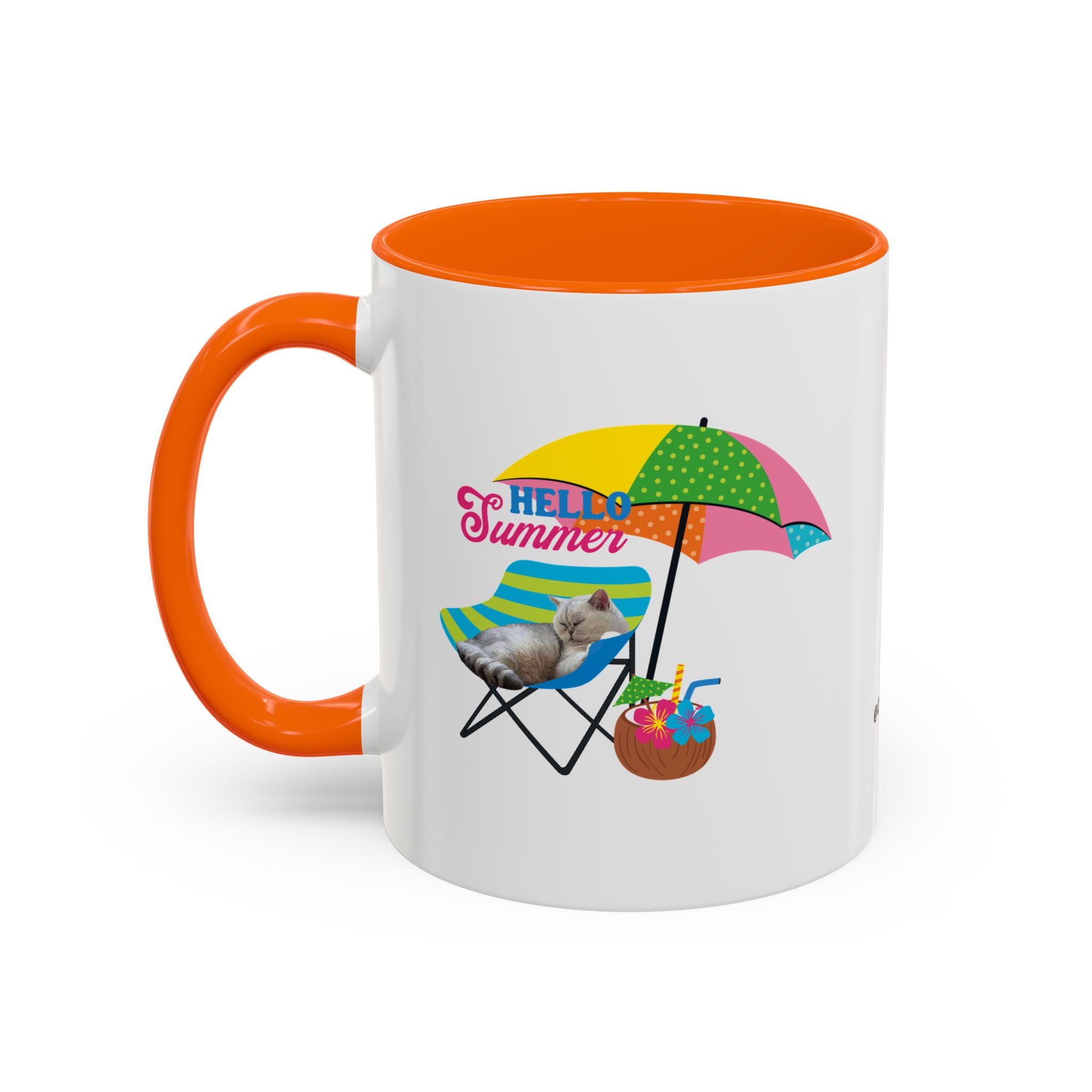 Personalized Summer Cat Mug | Custom Pet Portrait Coffee Cup