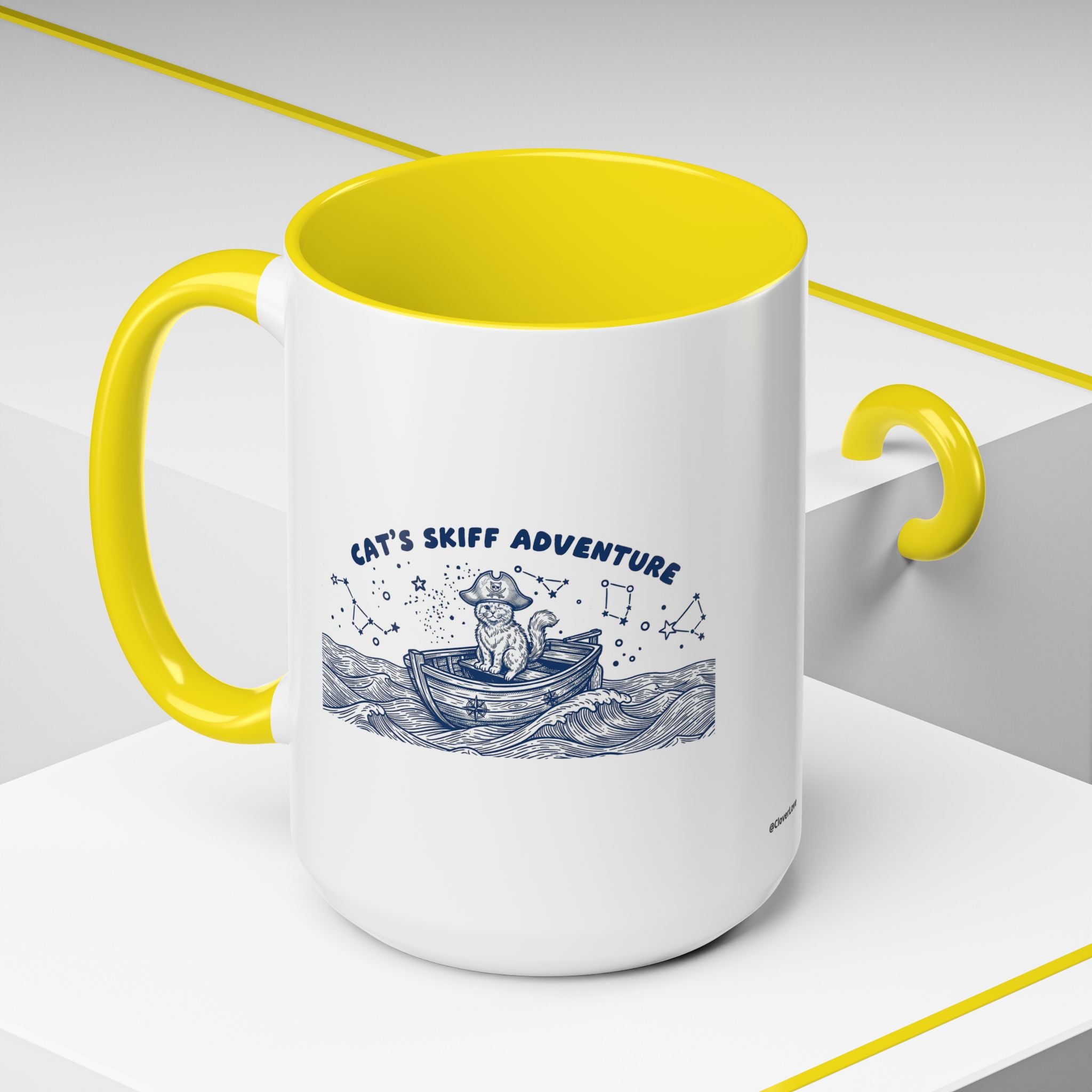Cat's Skiff Adventure Ocean Mug - Cute Nautical Cat Lover Coffee Cup