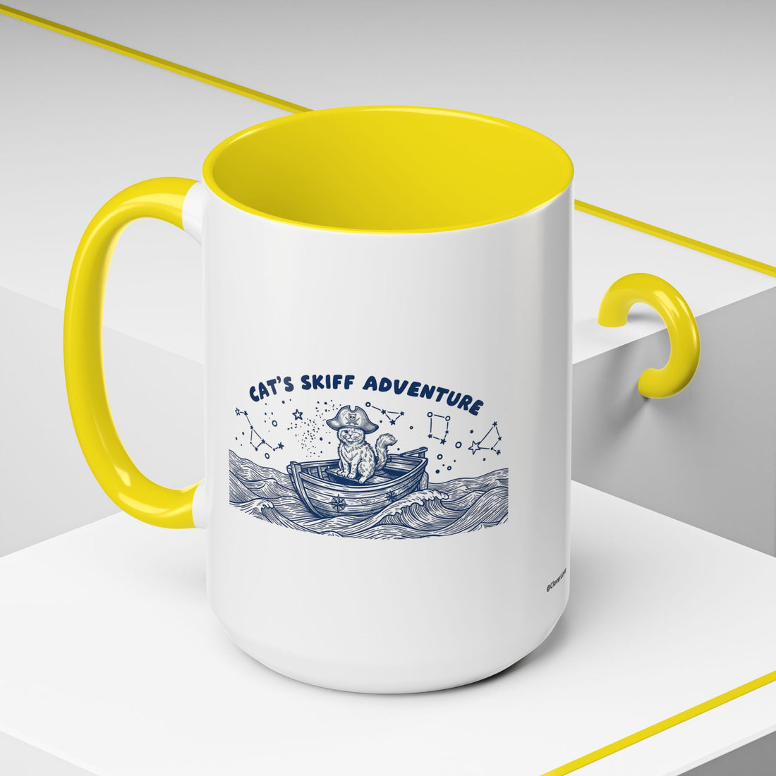 Cat's Skiff Adventure Ocean Mug - Cute Nautical Cat Lover Coffee Cup