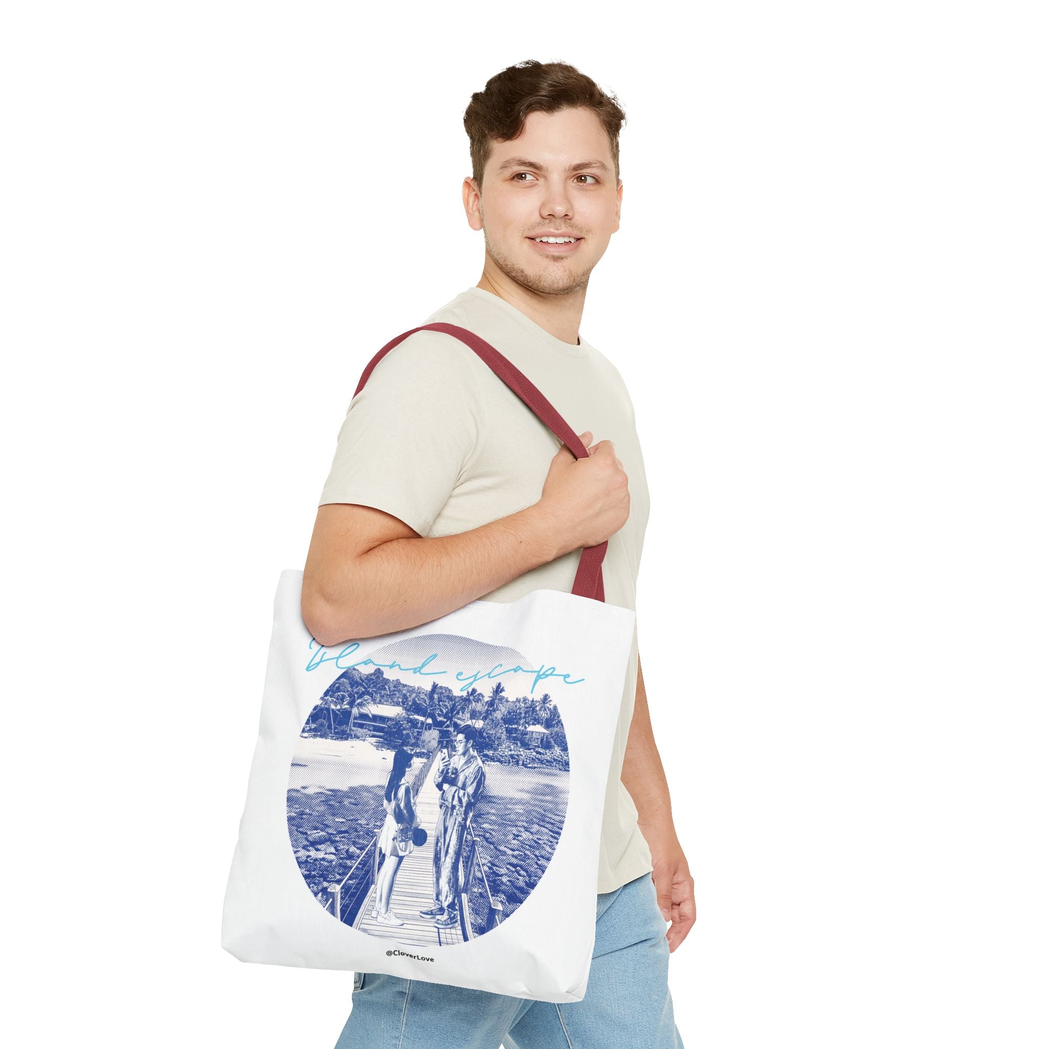 Island Escape Tote Bag | Vintage Beach Travel Canvas Bag