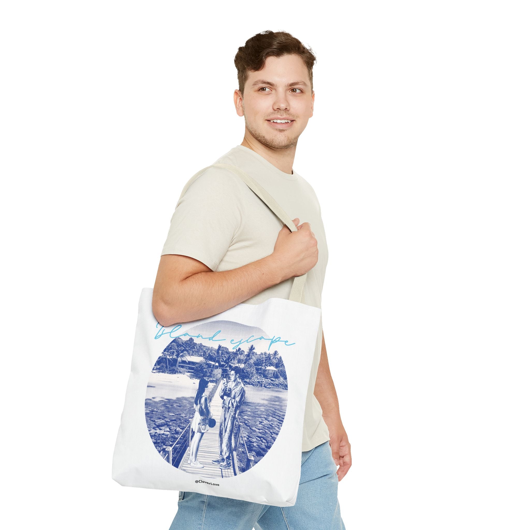 Island Escape Tote Bag | Vintage Beach Travel Canvas Bag