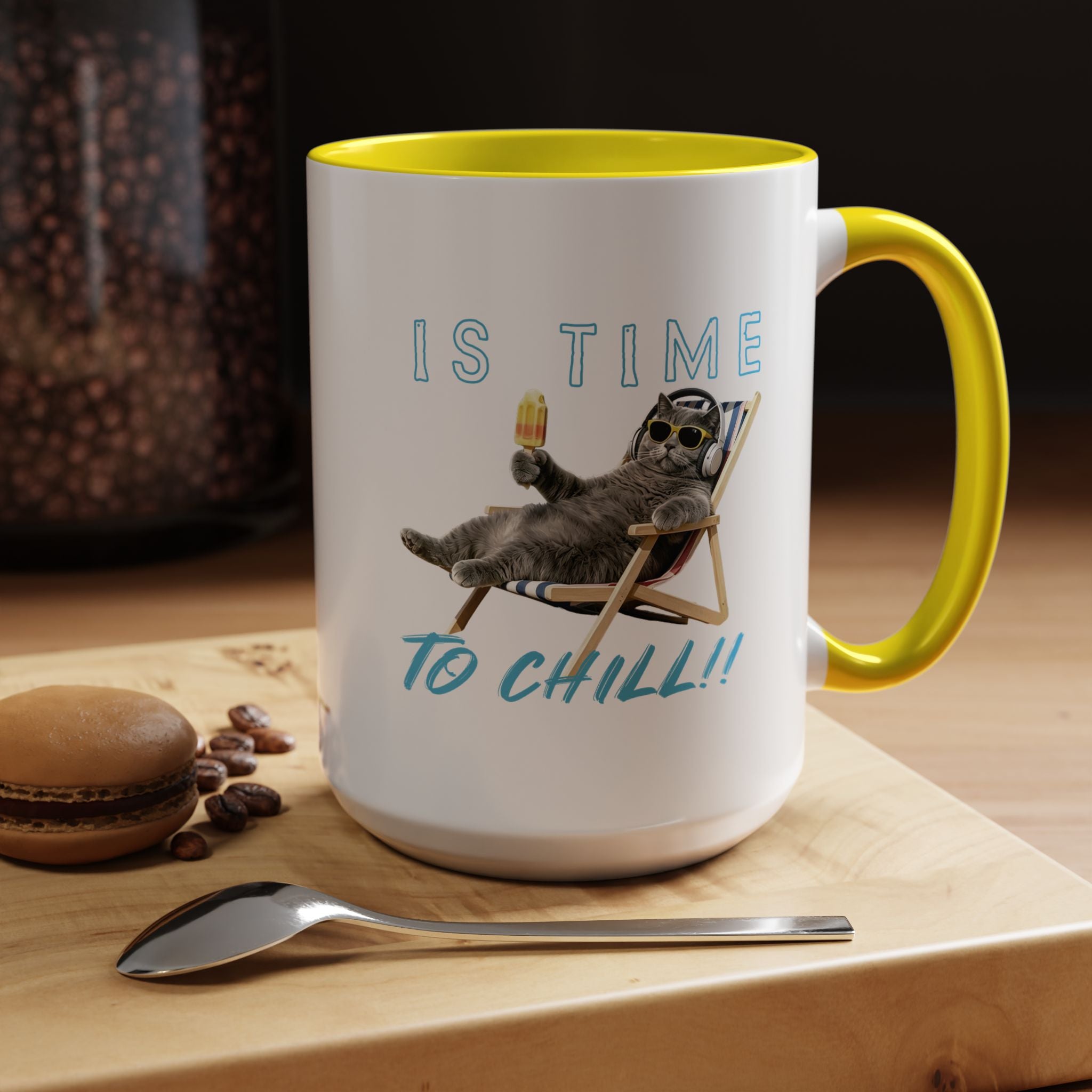 Chill Cat Sommerbecher | Personalisierte Katzenfoto-Kaffeetasse mit individuellem Text