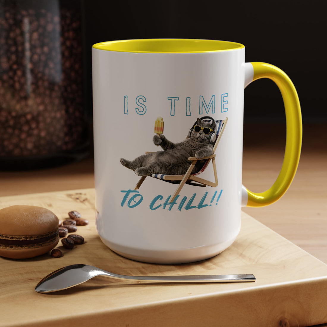 Chill Cat Sommerbecher | Personalisierte Katzenfoto-Kaffeetasse mit individuellem Text