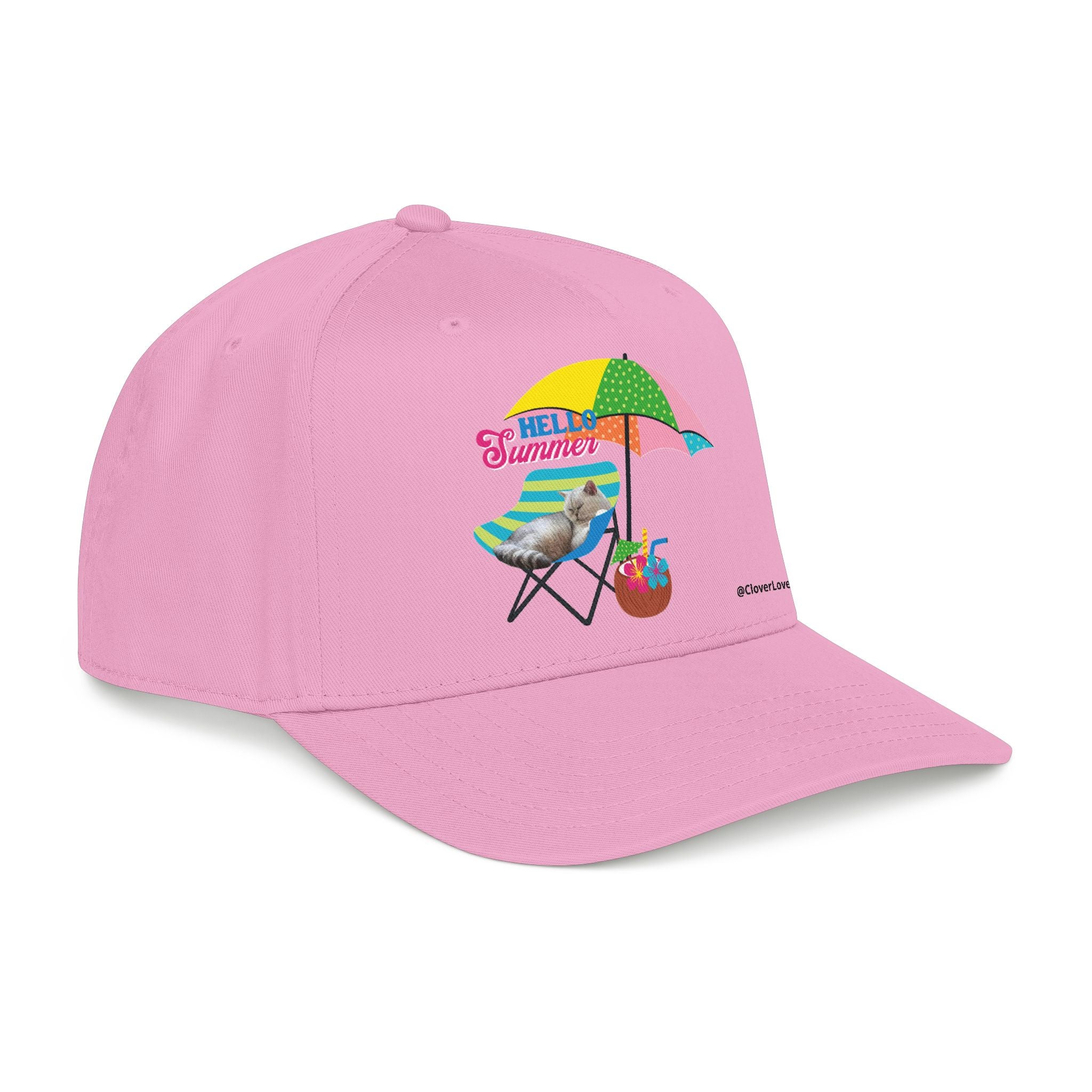 Hello Summer Cat Hat | Cute Beach Cat Baseball Cap For Cat Lovers