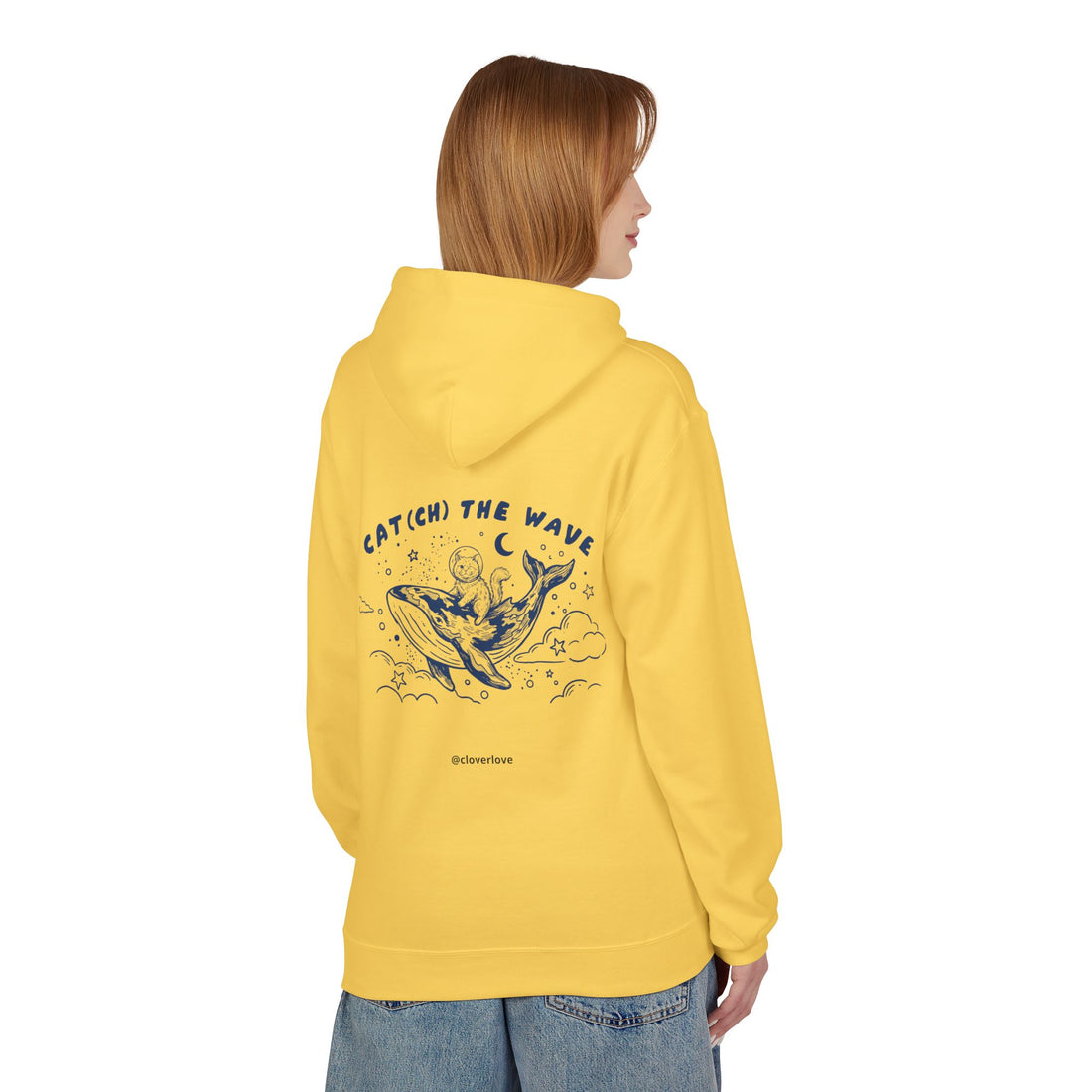Katzen-Wal-Abenteuer-Kapuzenpulli | Vintage-Ozean-Grafik-Sweatshirt