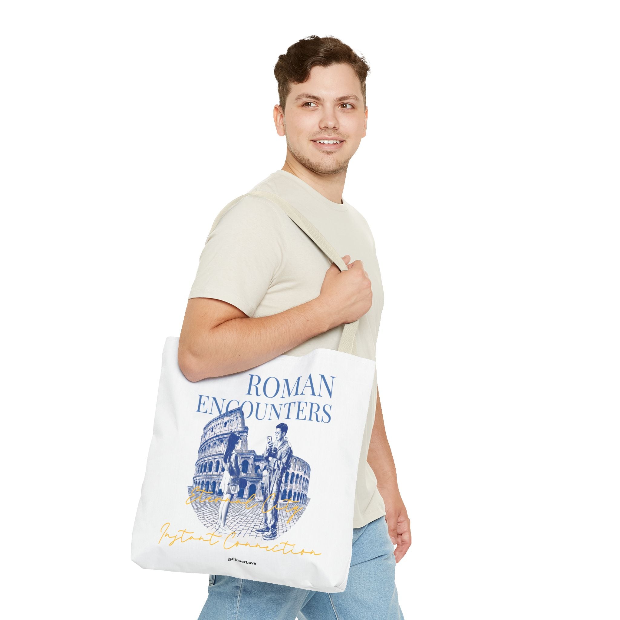 Roman Encounter Travel Tote Bag | Vintage Italy Rome Colosseum Canvas Tote Bag for Travel Lovers
