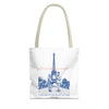 Paris Travel Tote Bag | Vintage Eiffel Tower Couple Canvas Bag