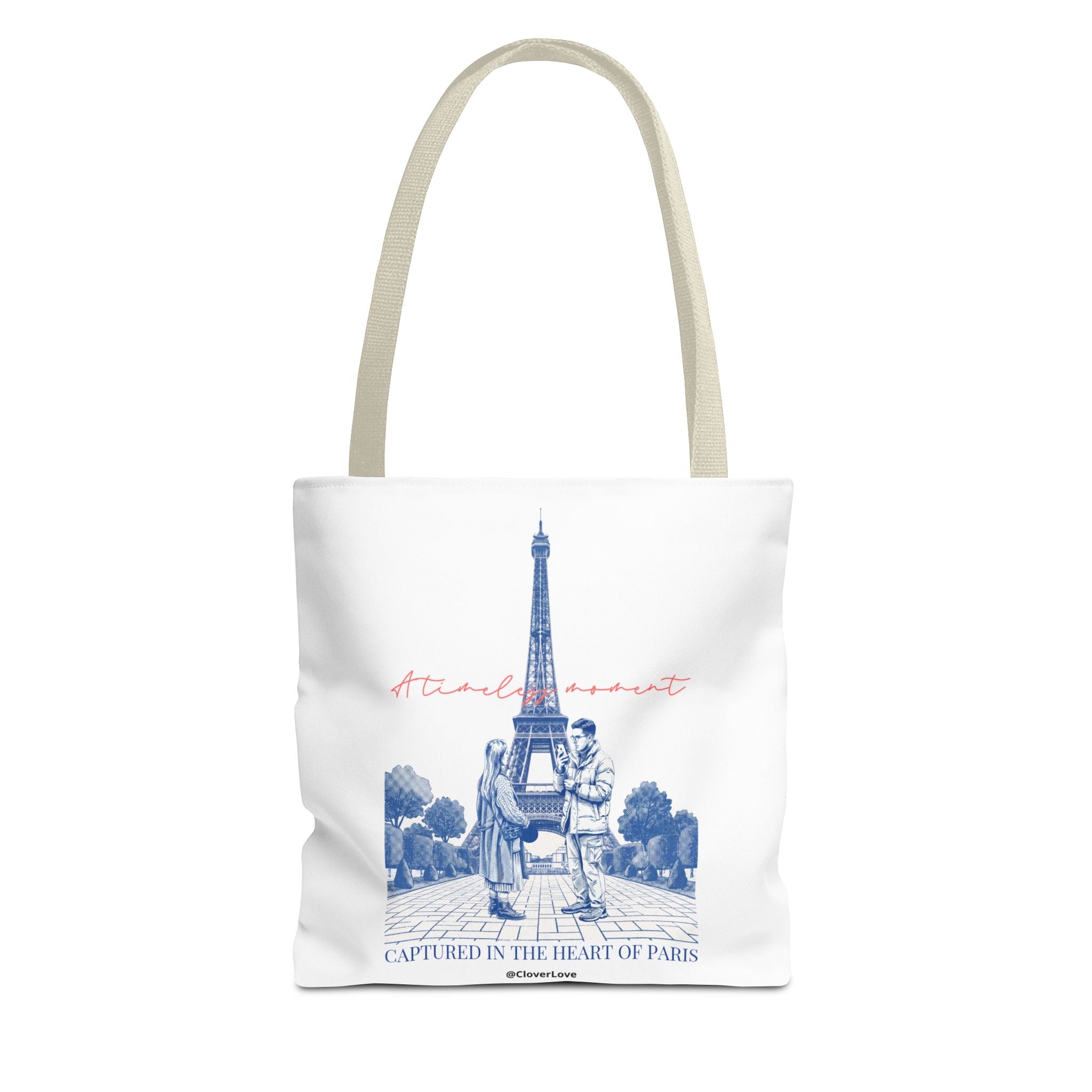Paris Travel Tote Bag | Vintage Eiffel Tower Couple Canvas Bag