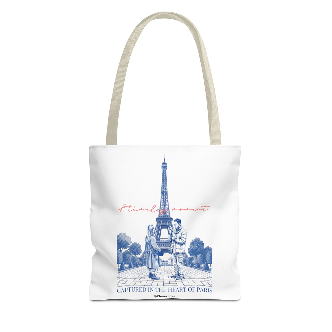 Paris Travel Tote Bag | Vintage Eiffel Tower Couple Canvas Bag