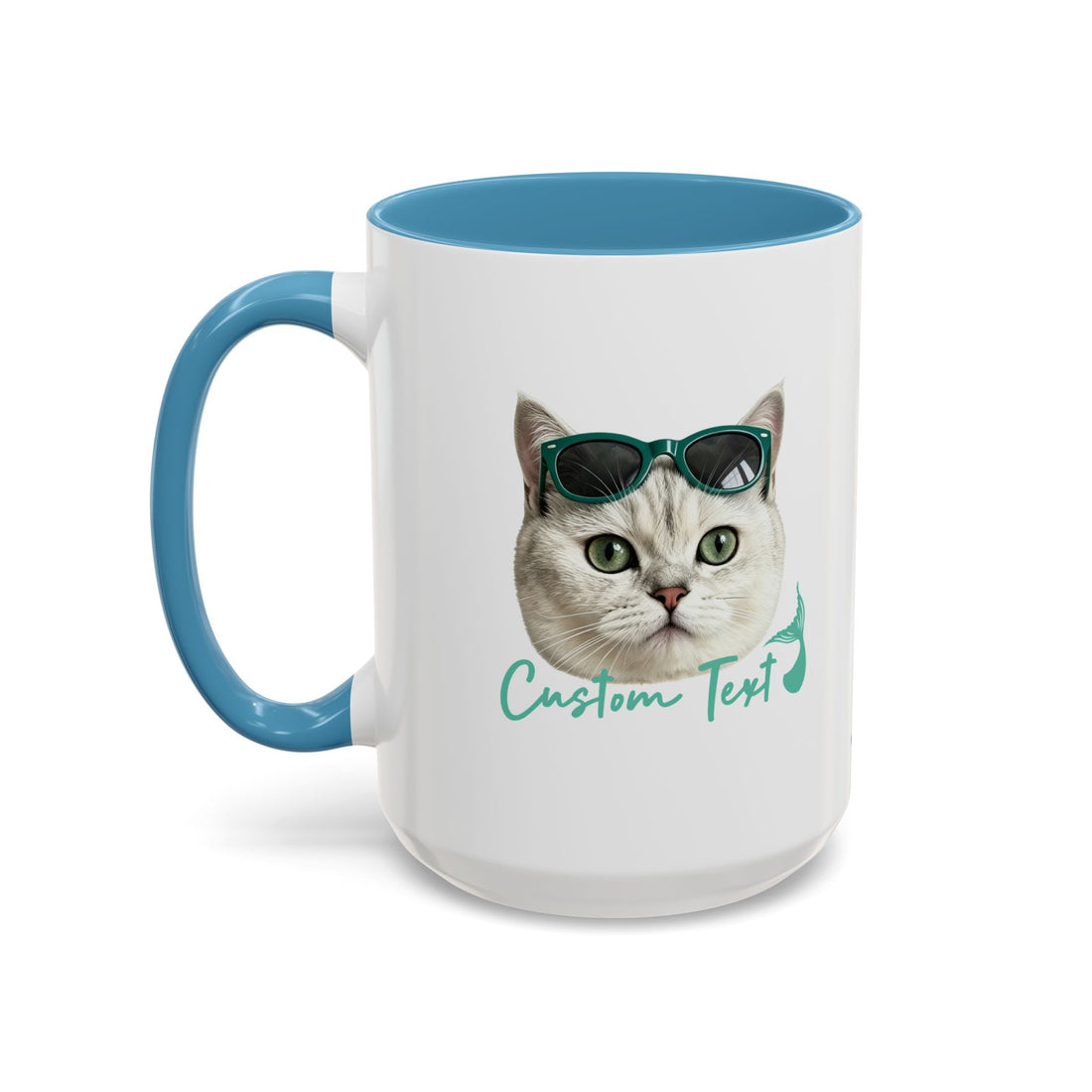 Meerjungfrauenkatze Sommer Tasse | Personalisierte Katzenkaffeetasse mit individuellem Text