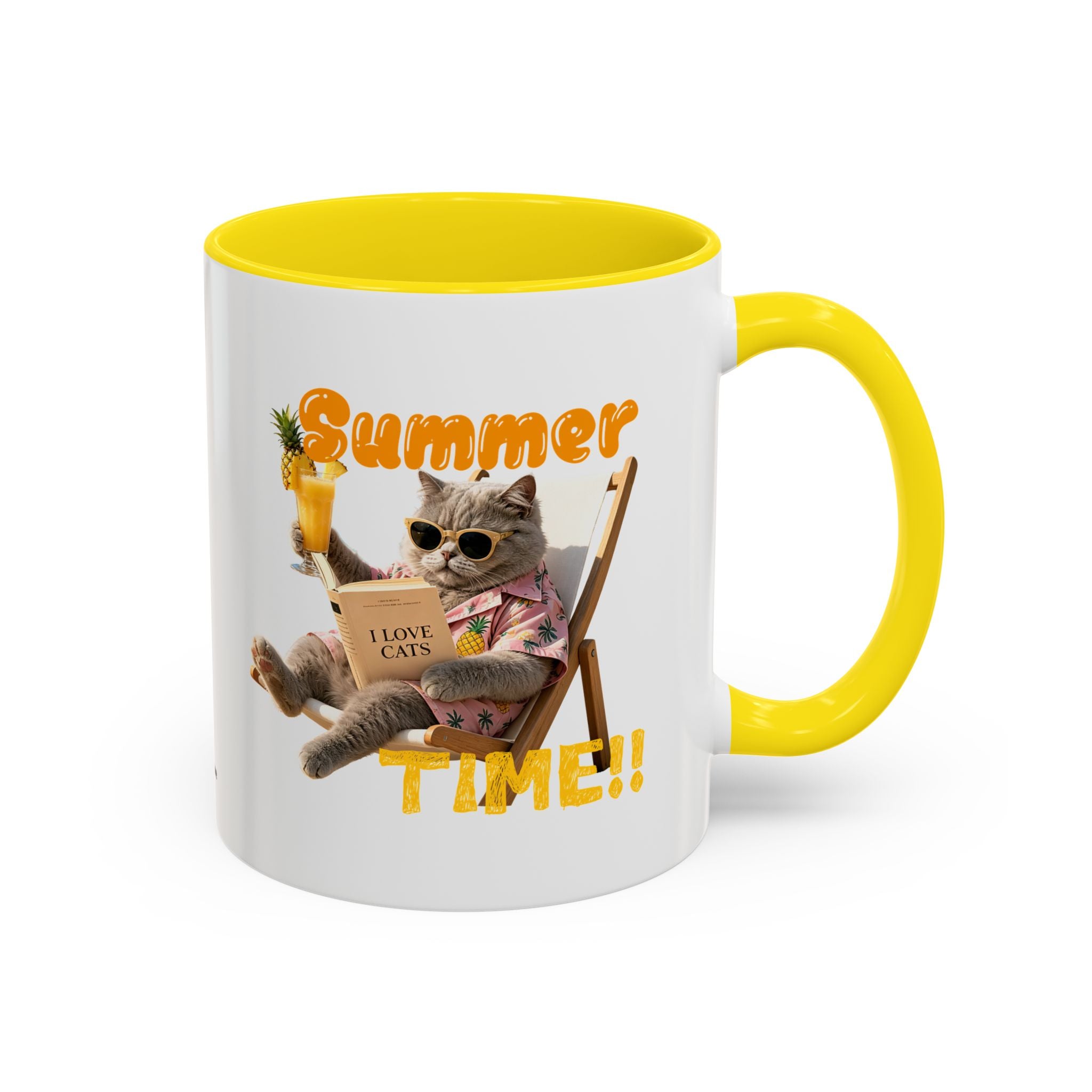 Lustige Katzen-Sommer-Tasse – Süße Strand-Kaffeetasse für Katzenliebhaber