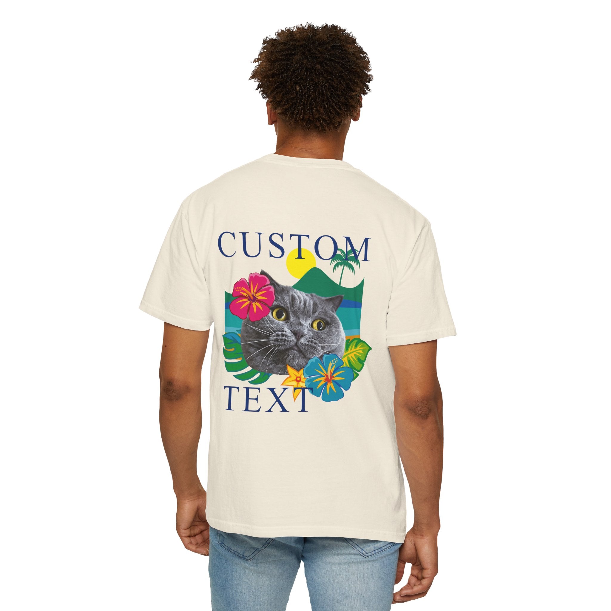 Custom Pet Summer T-Shirt -Tropical Vacation Style Pet Lover Gift