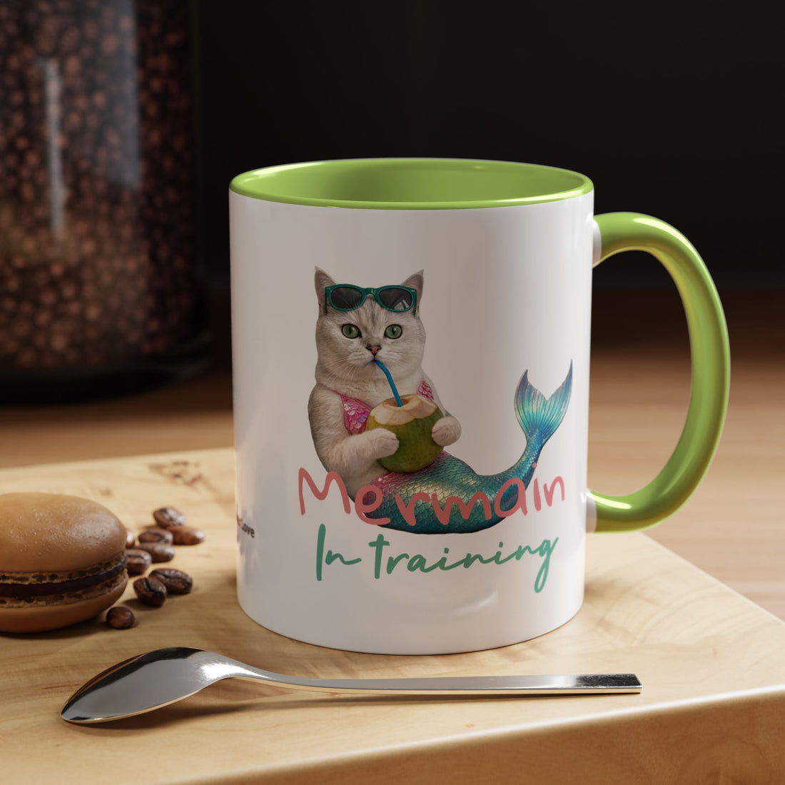 Mermaid Cat Summer Mug | Personalized Cat Coffee Cup With Custom Text