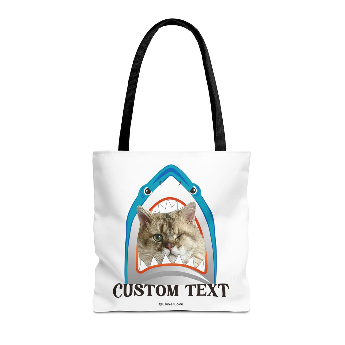 Funny Cat Tote Bag | Custom Pet Photo Shark Summer Bag