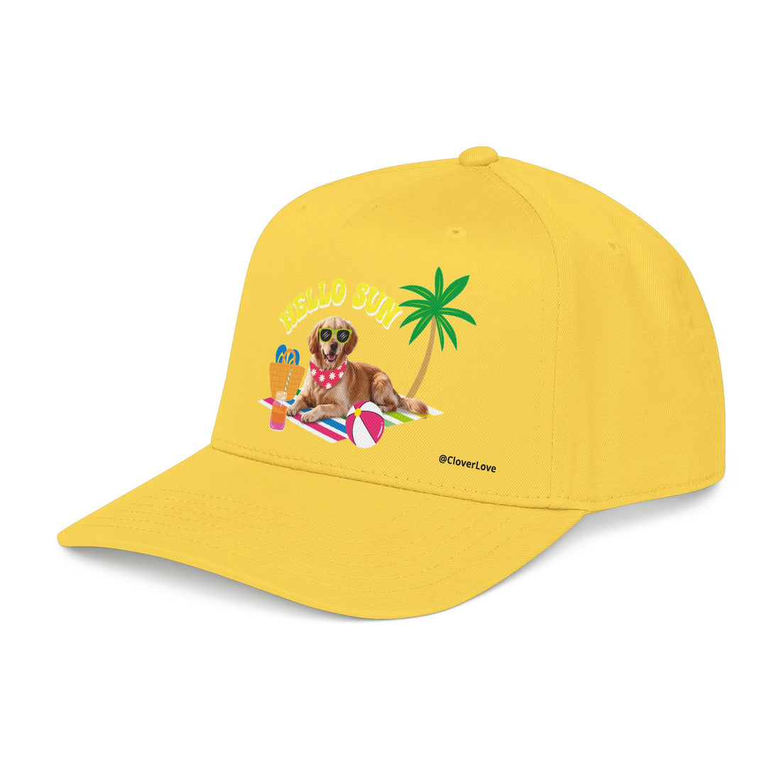 Custom Summer Dog Hat, Hello Sun Beach Puppy Baseball Cap, Personalized Pet Hat