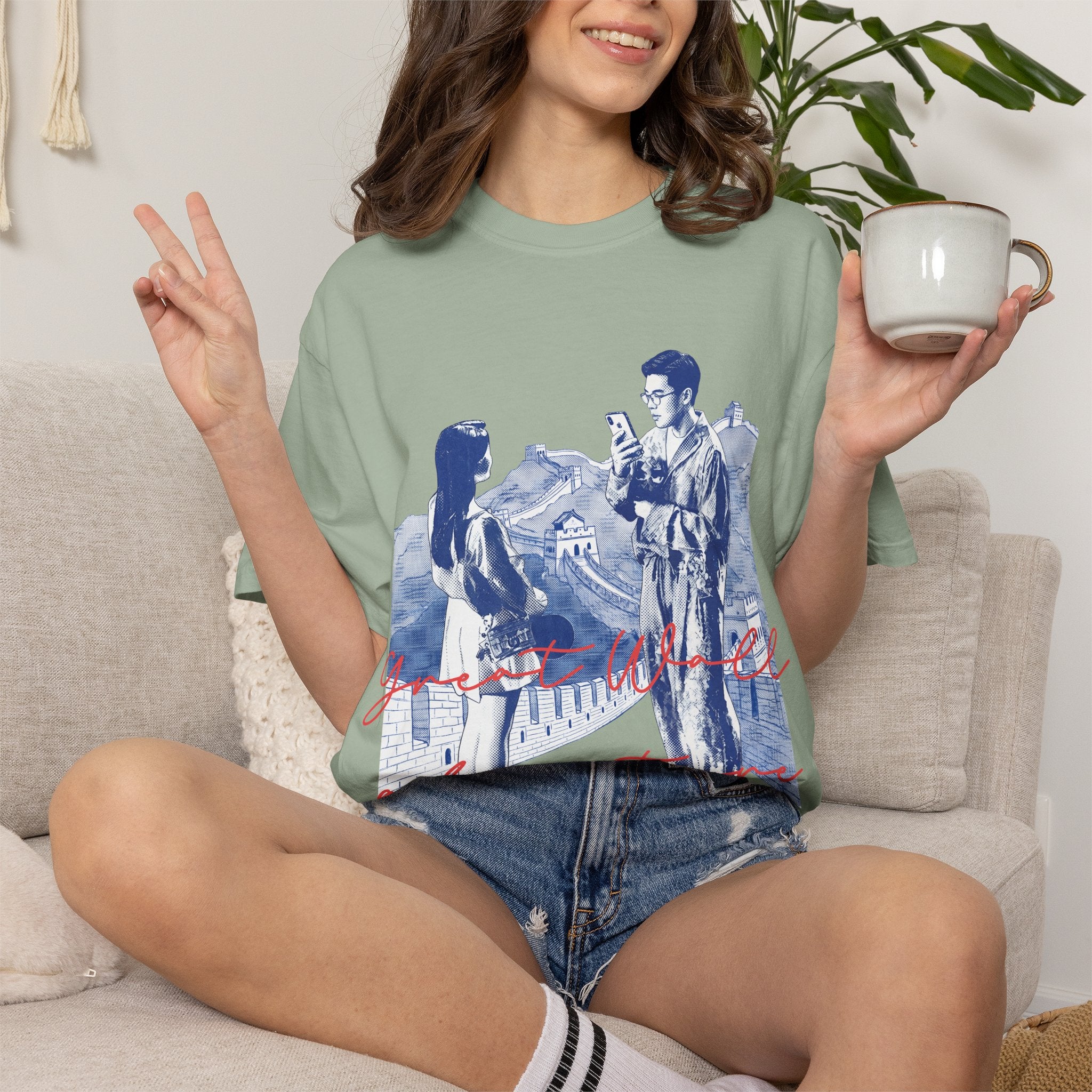 Custom Great Wall Travel Memory T-Shirt - Couple Vacation Gift