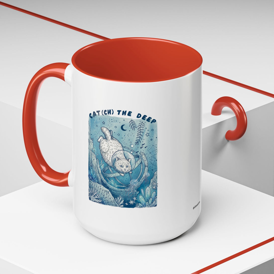 Cat's Deep Ocean Adventure Mug - Underwater Cat Lover Coffee Cup