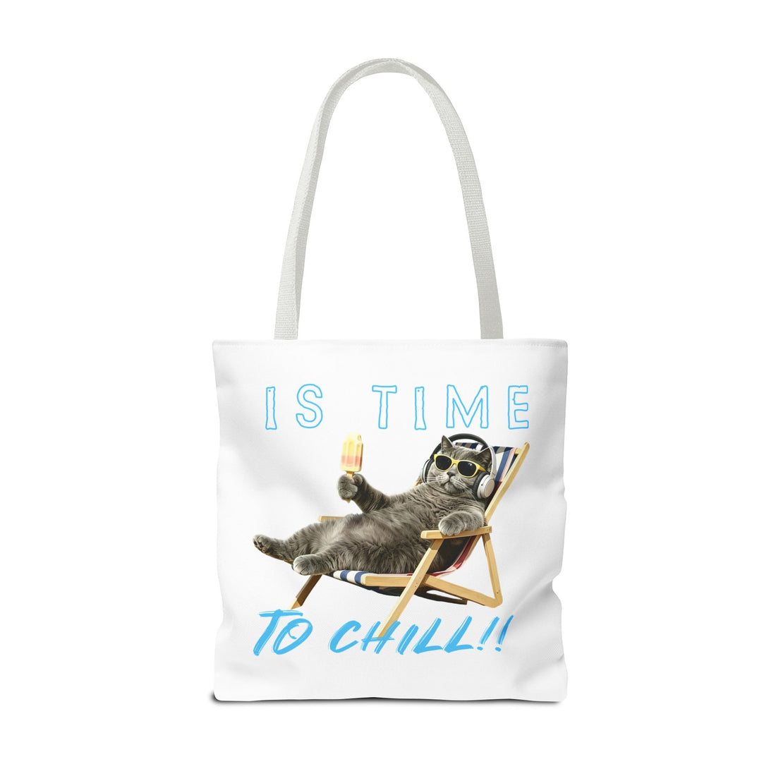 Summer Chill Cat Tote Bag | Funny Cat Lover Beach Bag