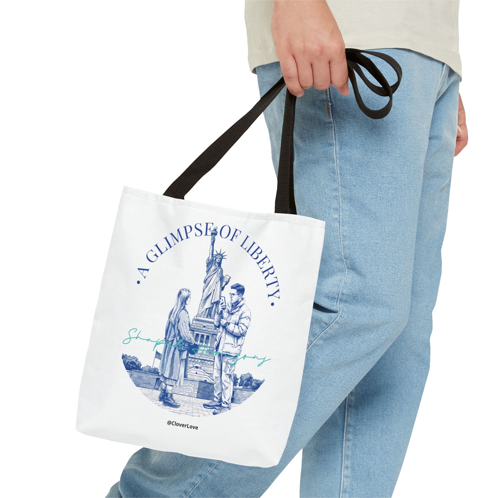 A Glimpse Of Liberty Travel Tote Bag | Statue of Liberty New York Canvas Tote Bag