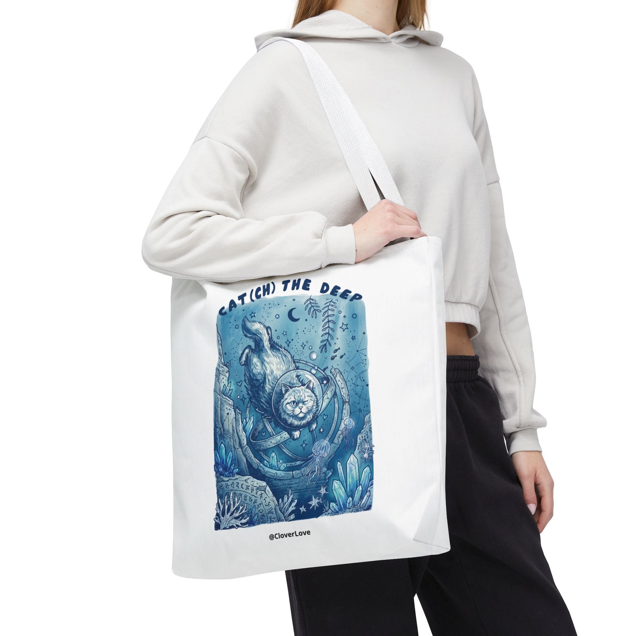 Cat Deep Sea Adventure Tote Bag | Vintage Ocean Explorer Canvas Bag