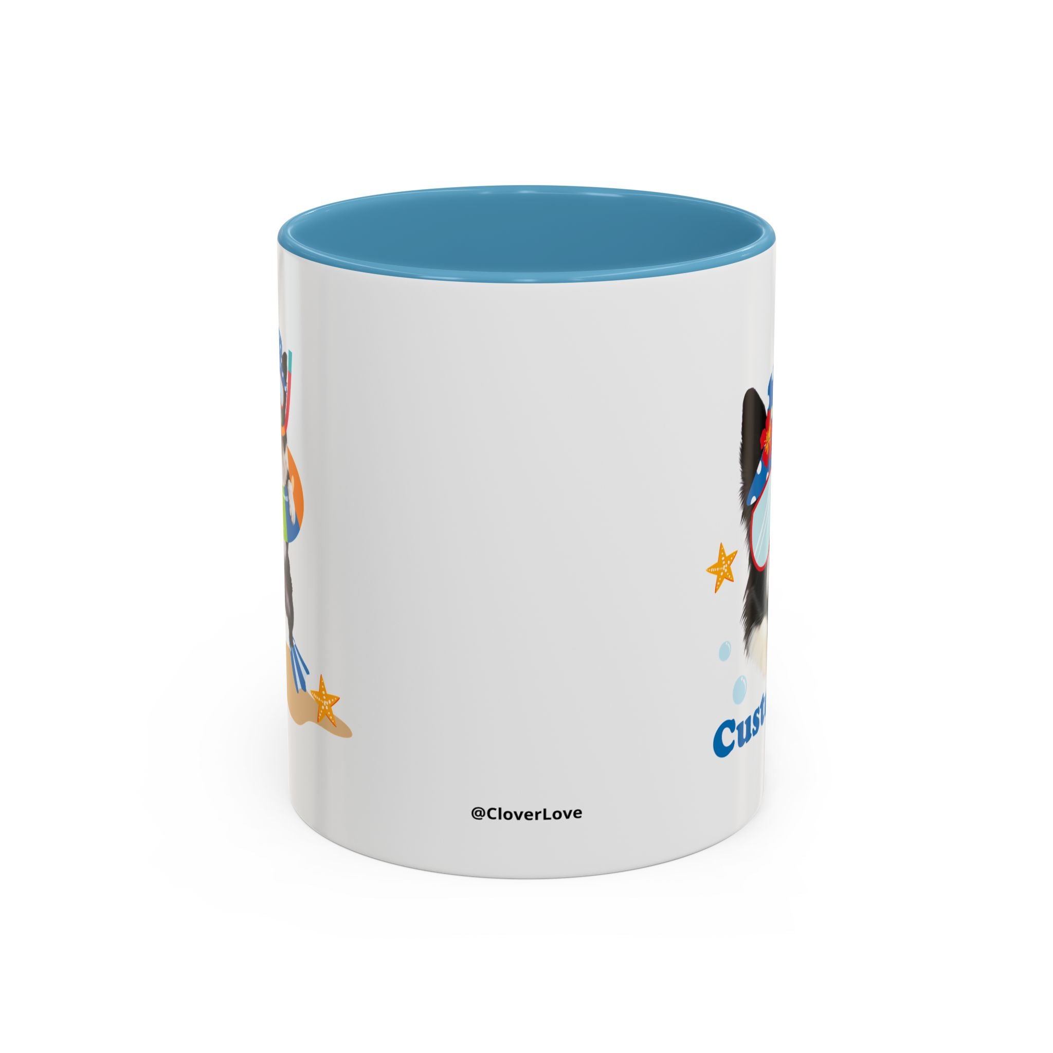 Sommer Tauchhund Tasse | Personalisierte Hundefoto Kaffeetasse mit individuellem Text