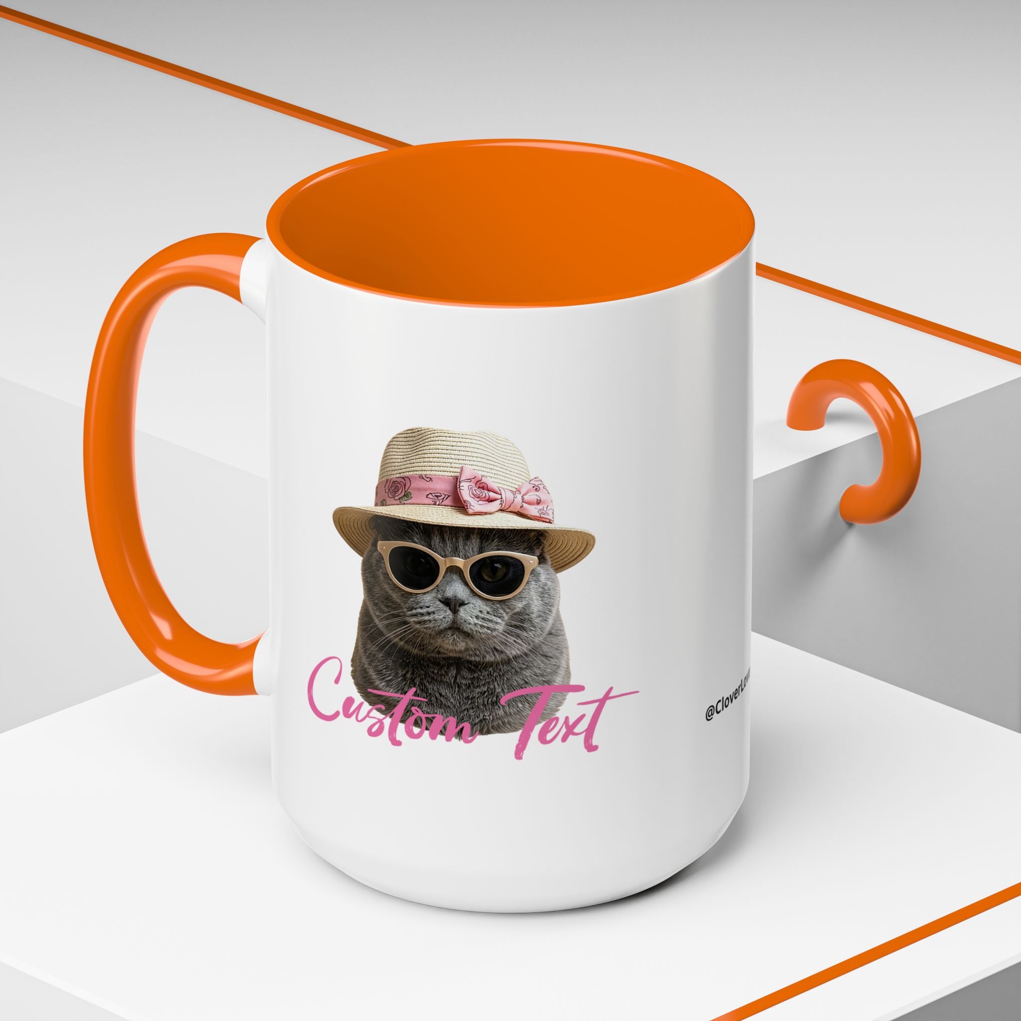 Summer Sunbathing Cat Mug | Personalized Cat Coffee Cup With Custom Text
