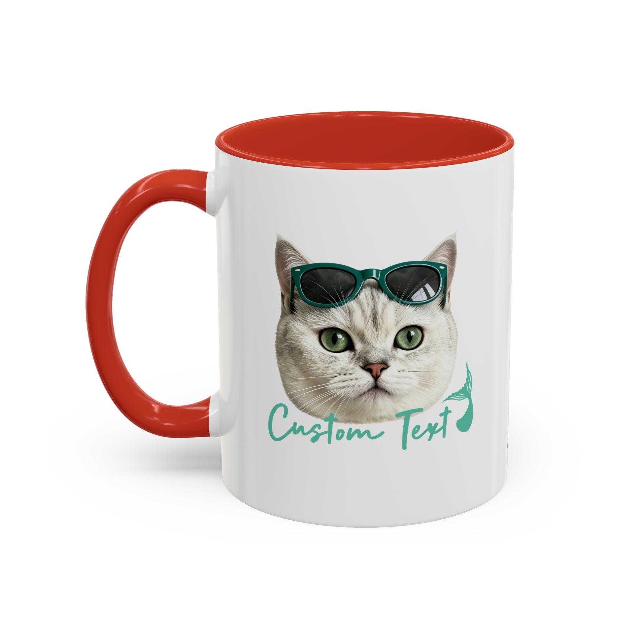 Meerjungfrauenkatze Sommer Tasse | Personalisierte Katzenkaffeetasse mit individuellem Text