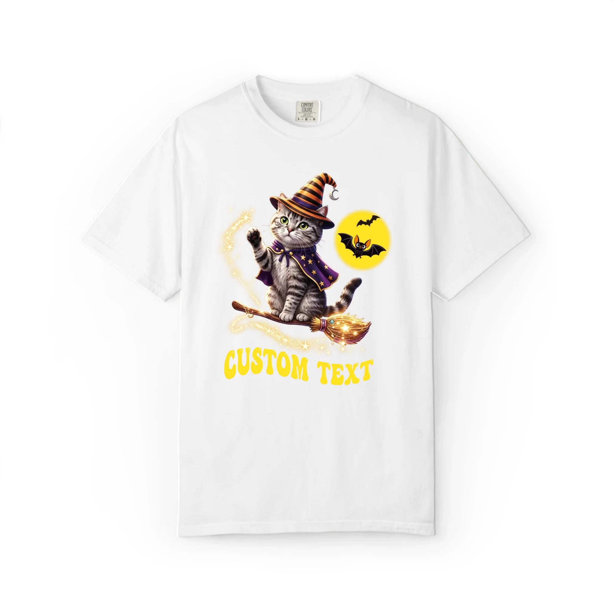 Halloween Witch Broom Cat Custom T-Shirt