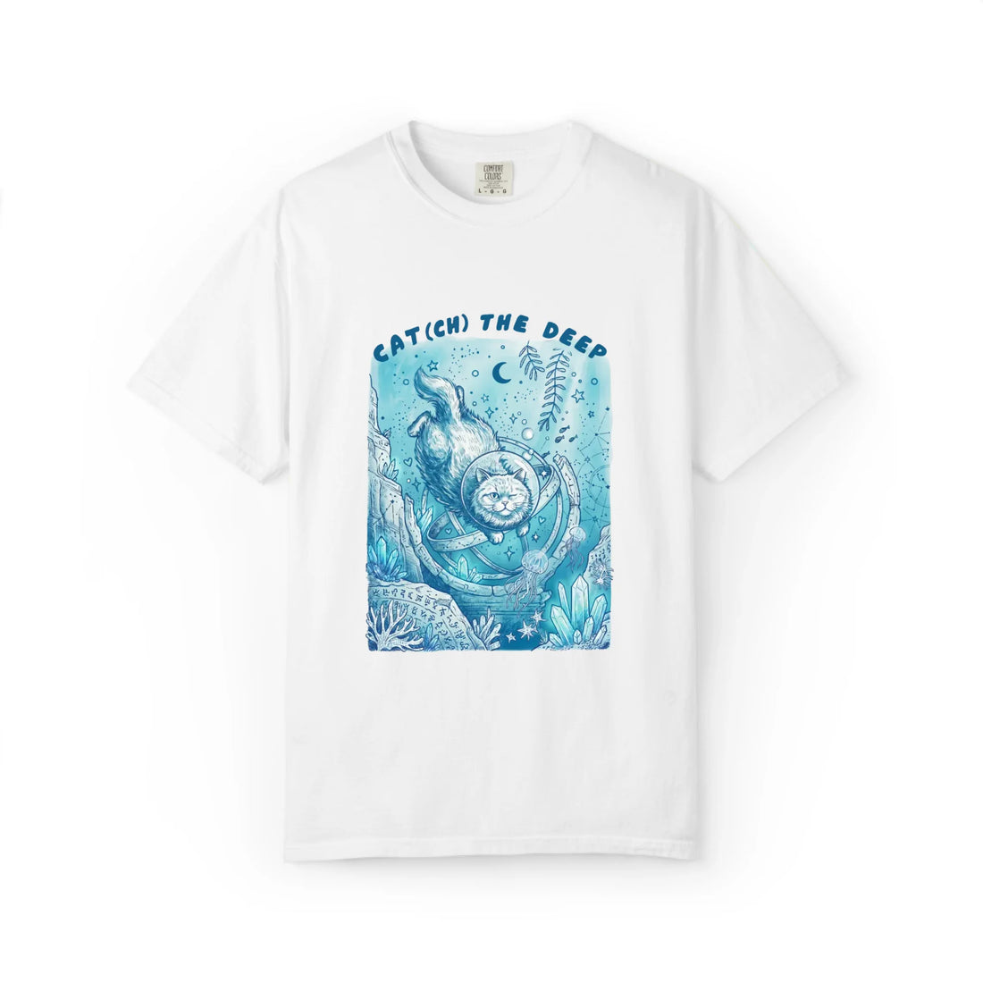 Cat(ch) The Deep Graphic Tee (One-Eyed Scuba Cat Edition)
