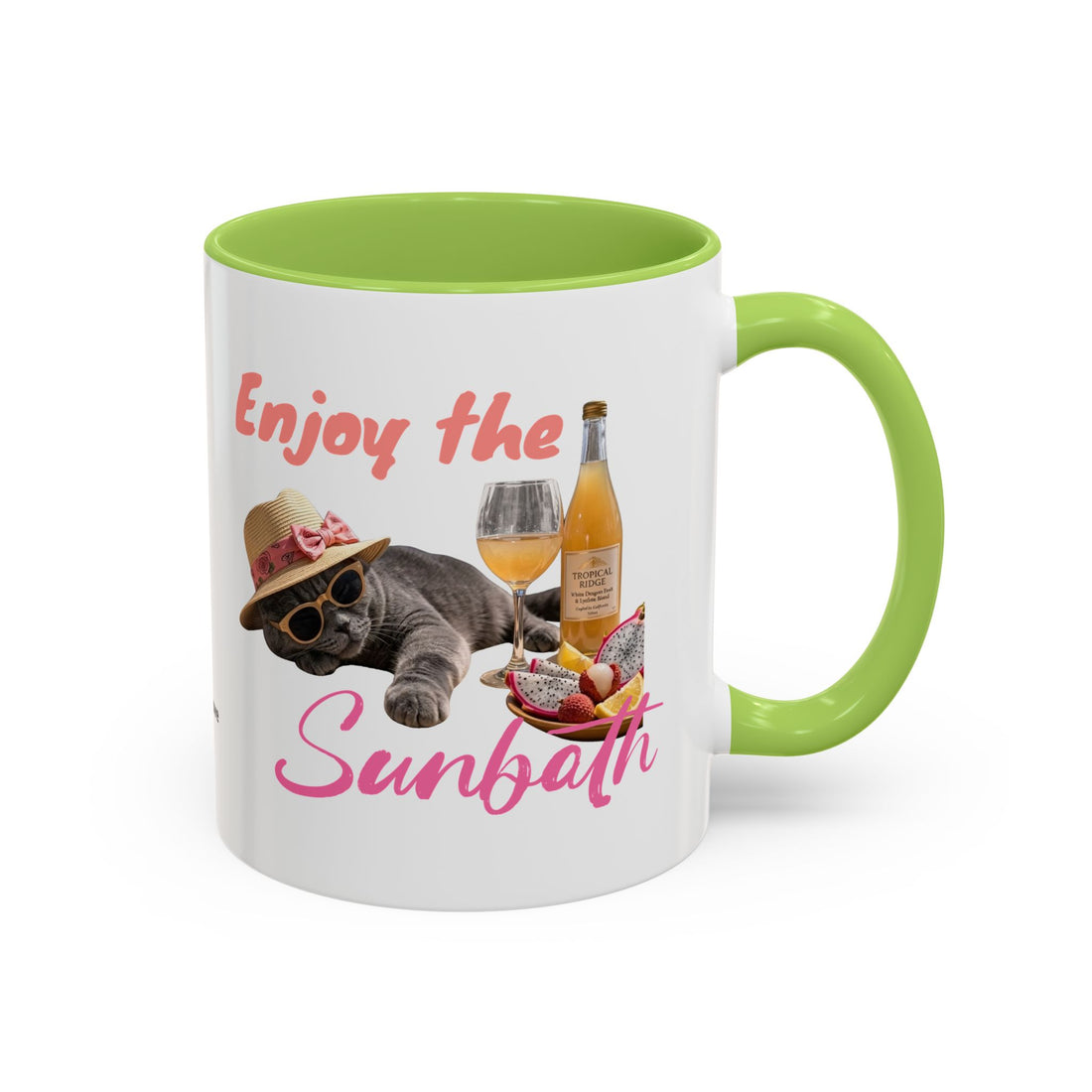 Summer Sunbathing Cat Mug | Personalized Cat Coffee Cup With Custom Text