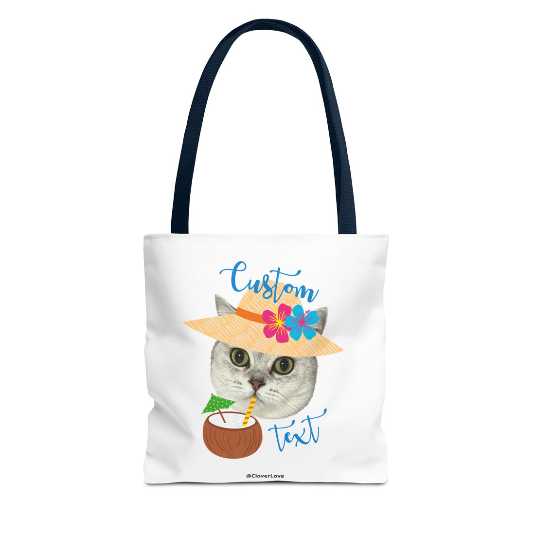 Summer Cat Tote Bag | Personalized Pet Photo Canvas Bag