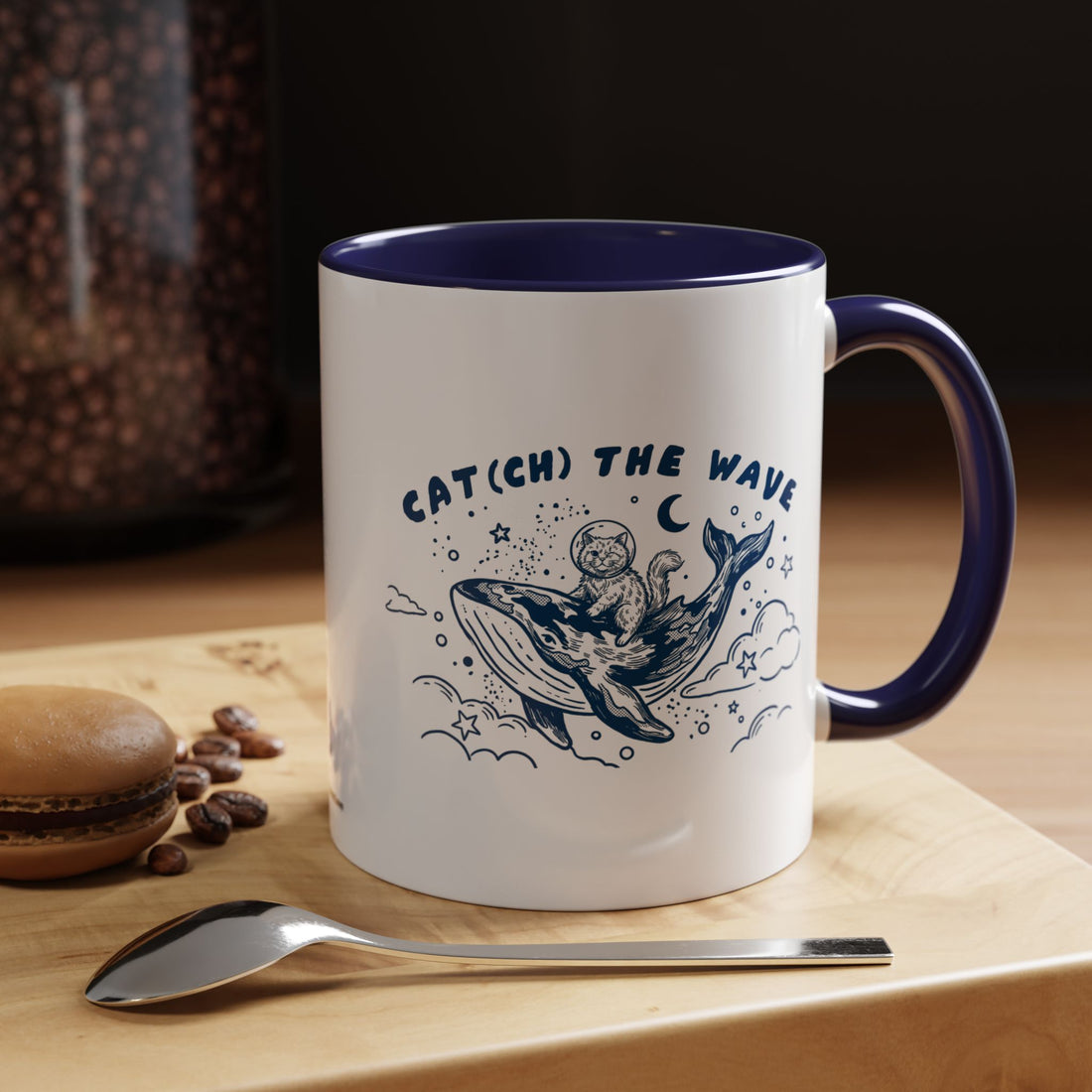 Cat's Wave Adventure Mug - Cute Cat Whale Ocean Coffee Cup