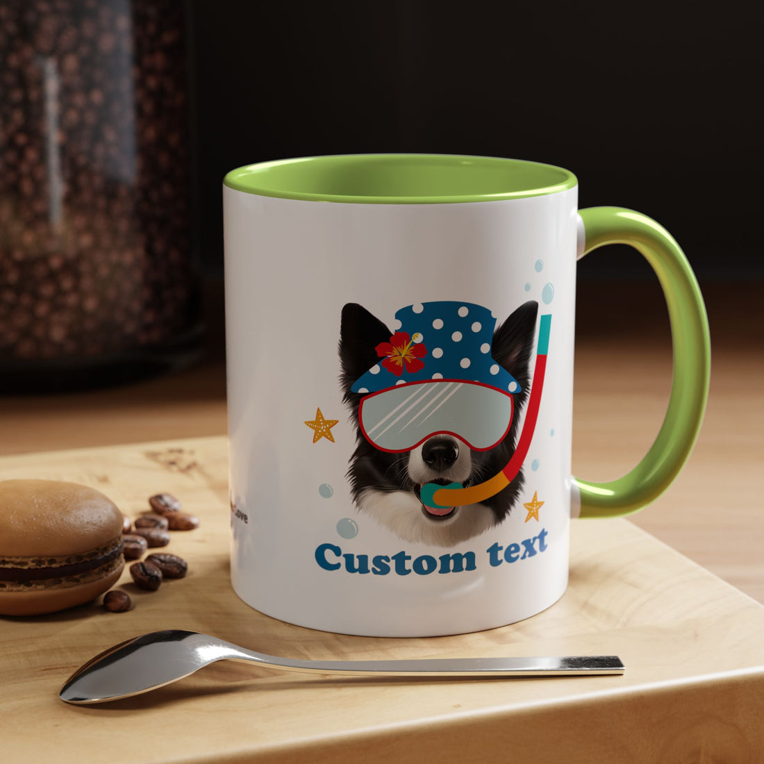 Summer Diving Dog Mug | Personalized Dog Photo Coffee Cup With Custom Text