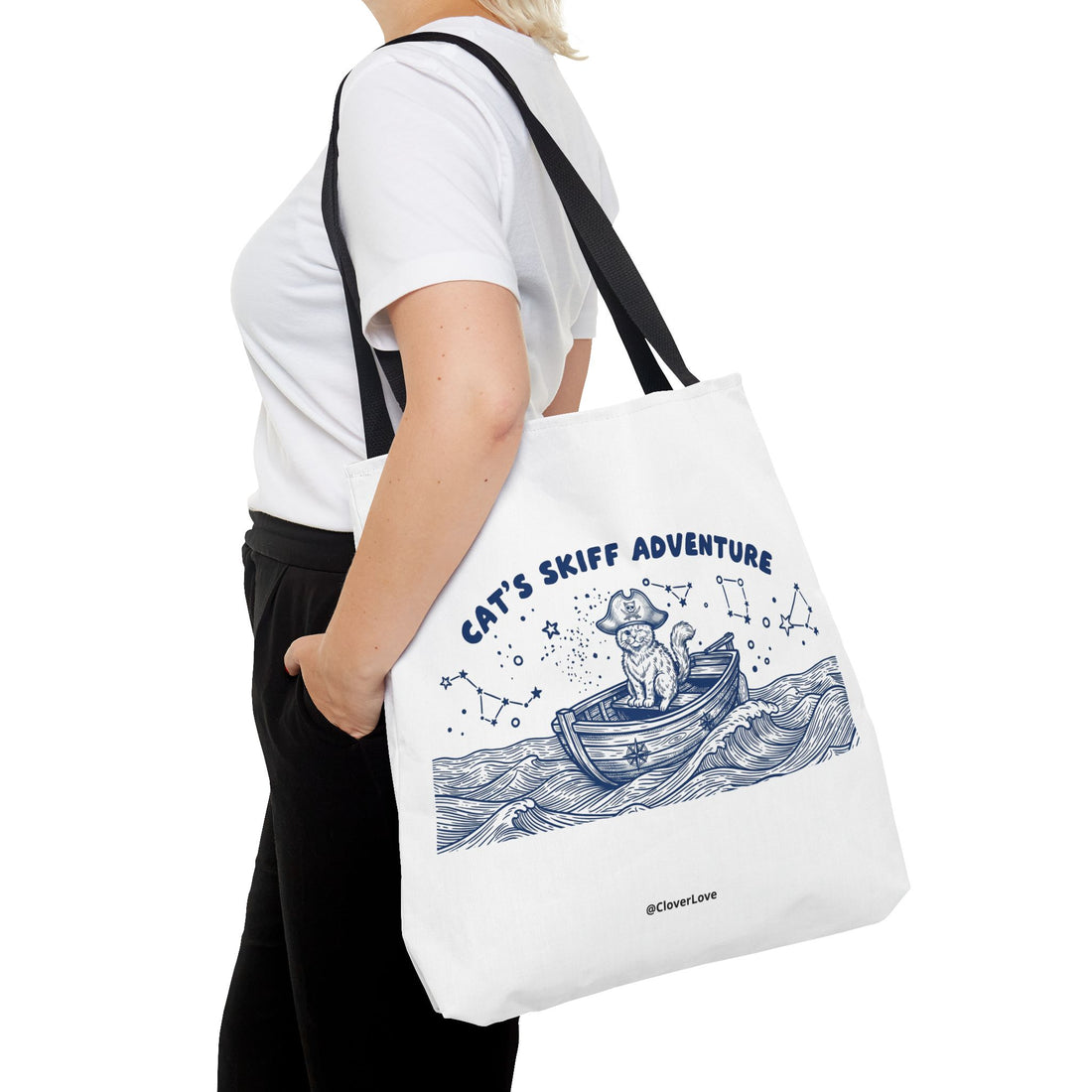 Cat's Skiff Adventure Tote Bag | Vintage Nautical Ocean Canvas Bag