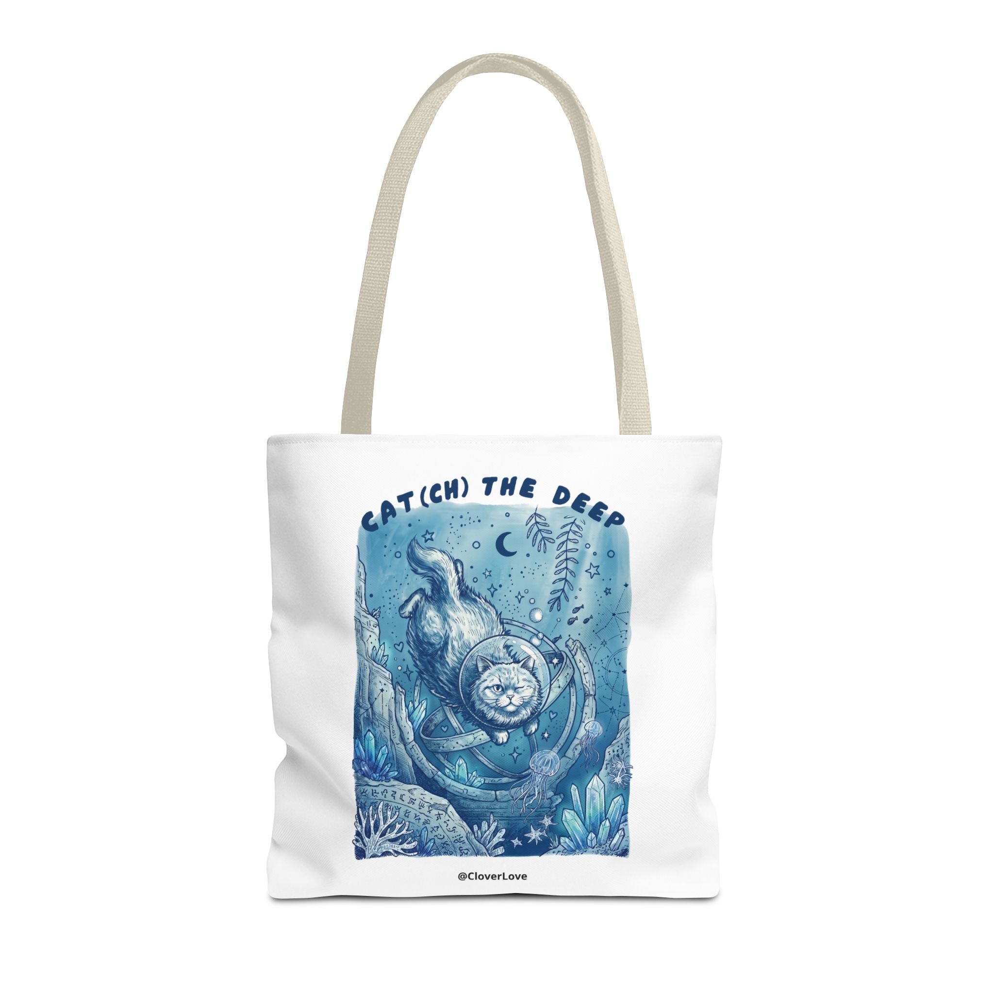 Cat Deep Sea Adventure Tote Bag | Vintage Ocean Explorer Canvas Bag
