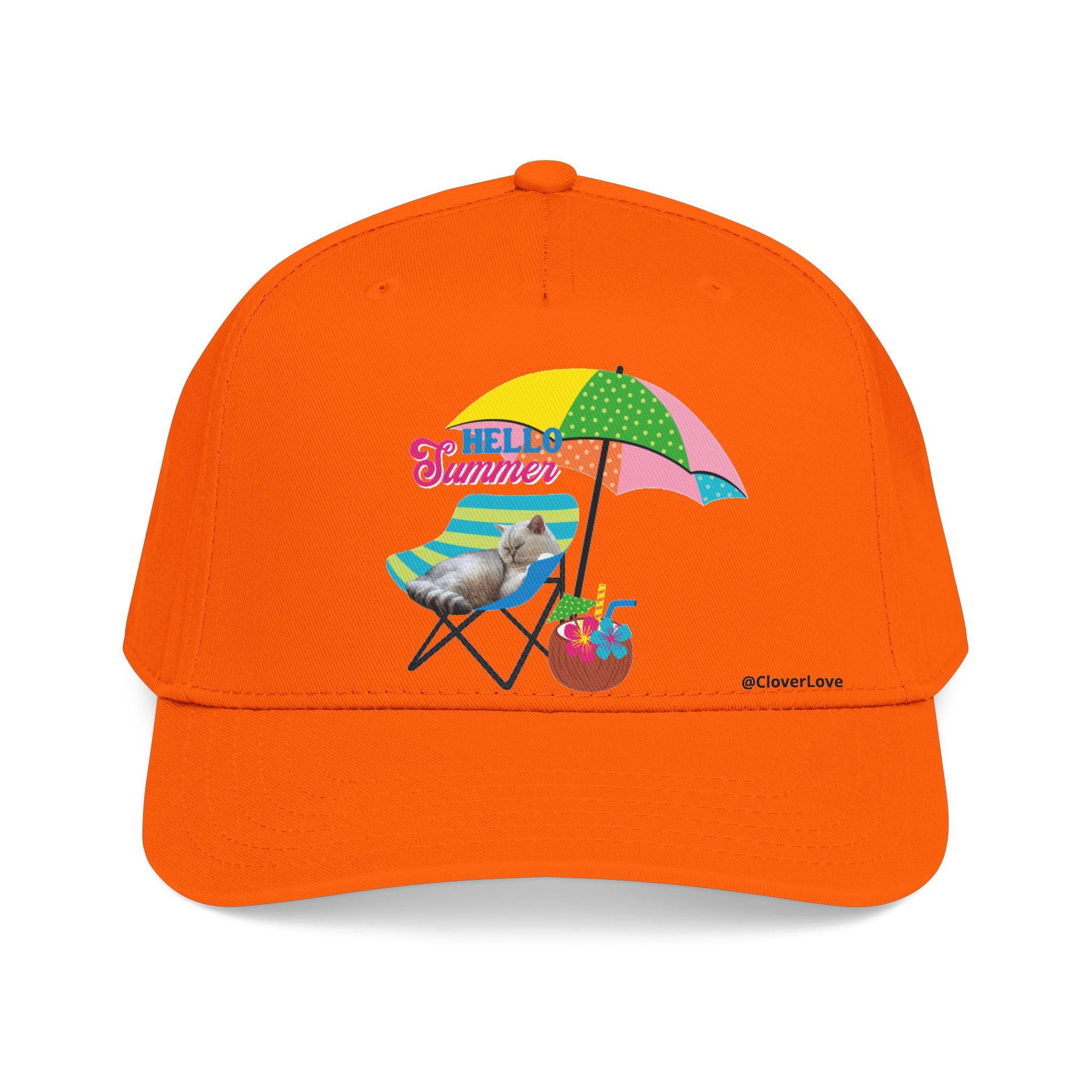 Hello Summer Cat Hat | Cute Beach Cat Baseball Cap For Cat Lovers