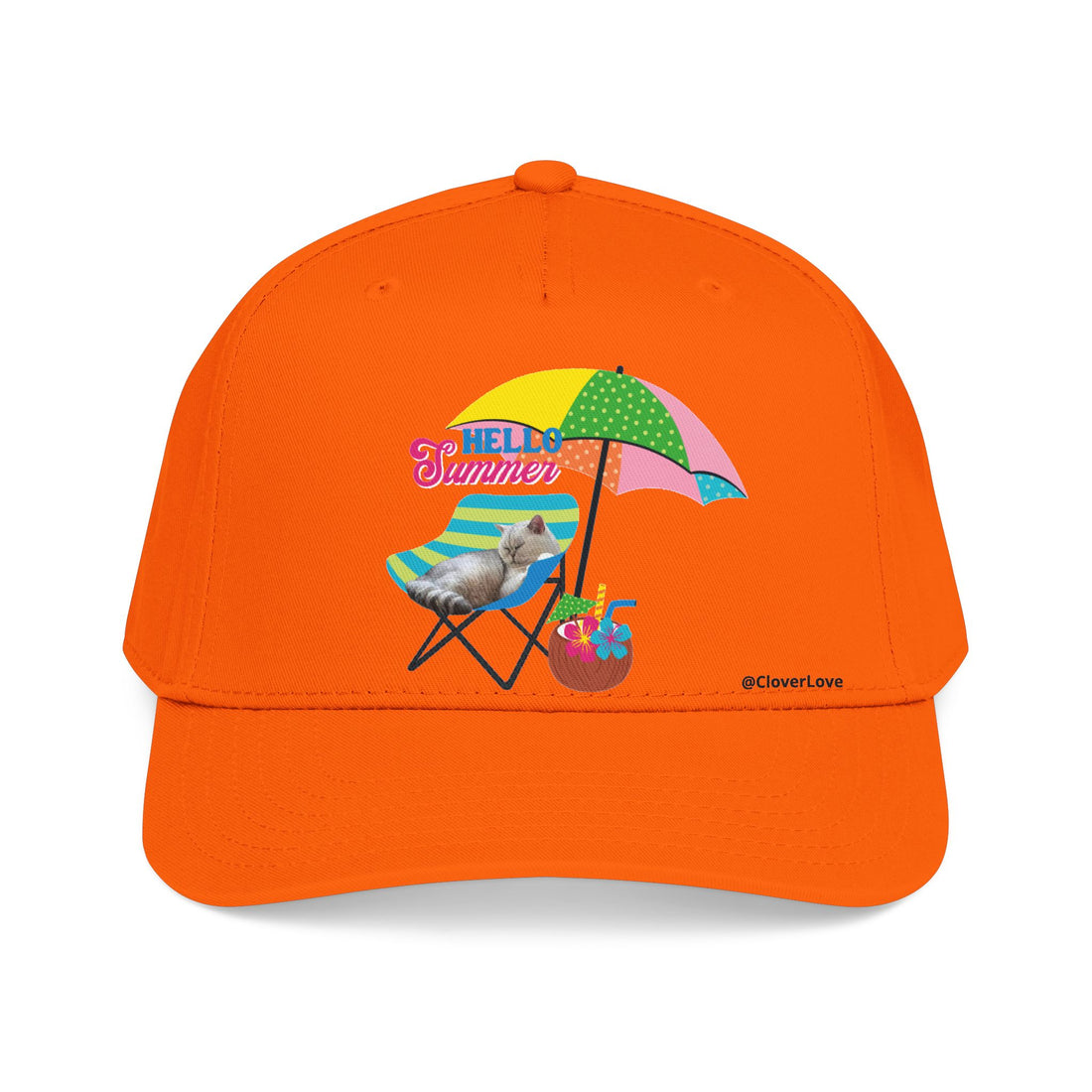 Hello Summer Cat Hat | Cute Beach Cat Baseball Cap For Cat Lovers