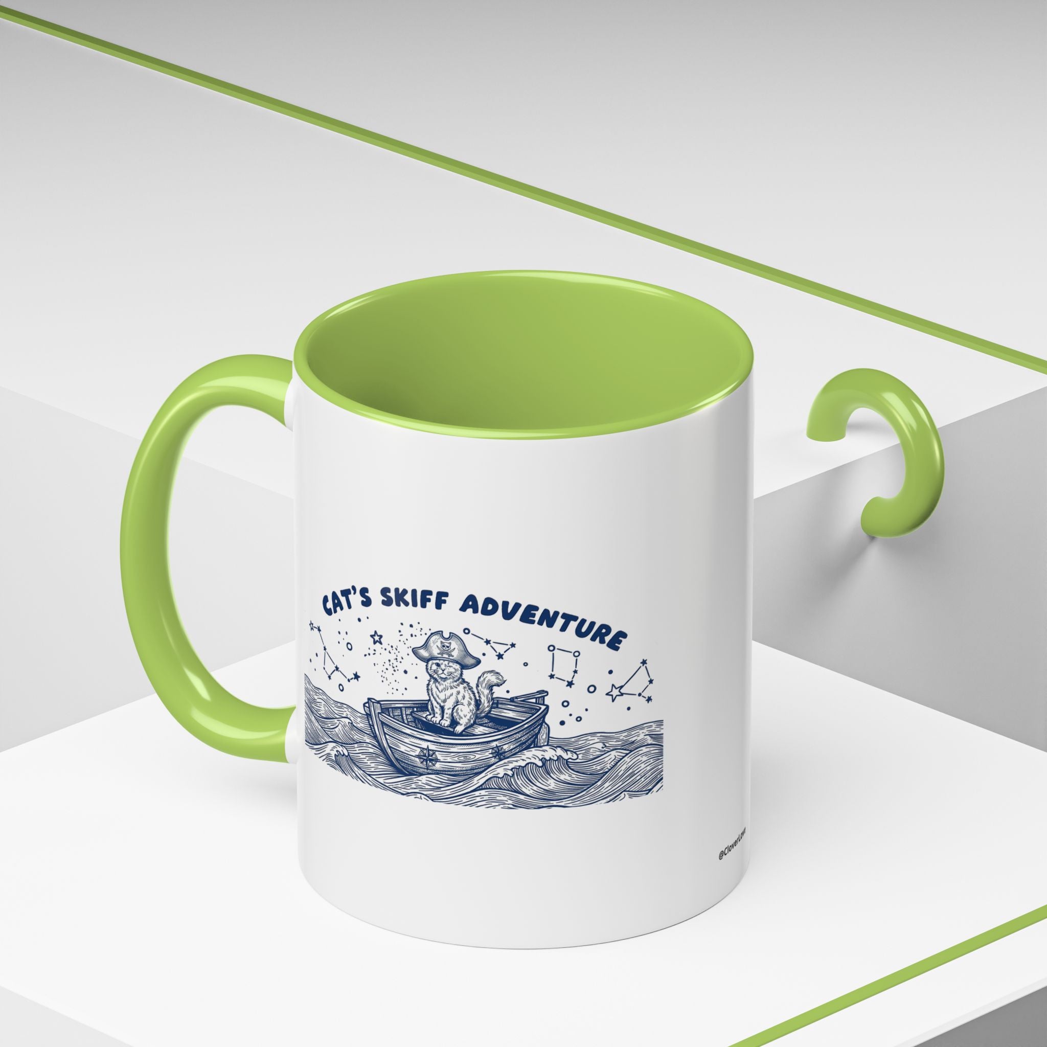Cat's Skiff Adventure Ocean Mug - Cute Nautical Cat Lover Coffee Cup